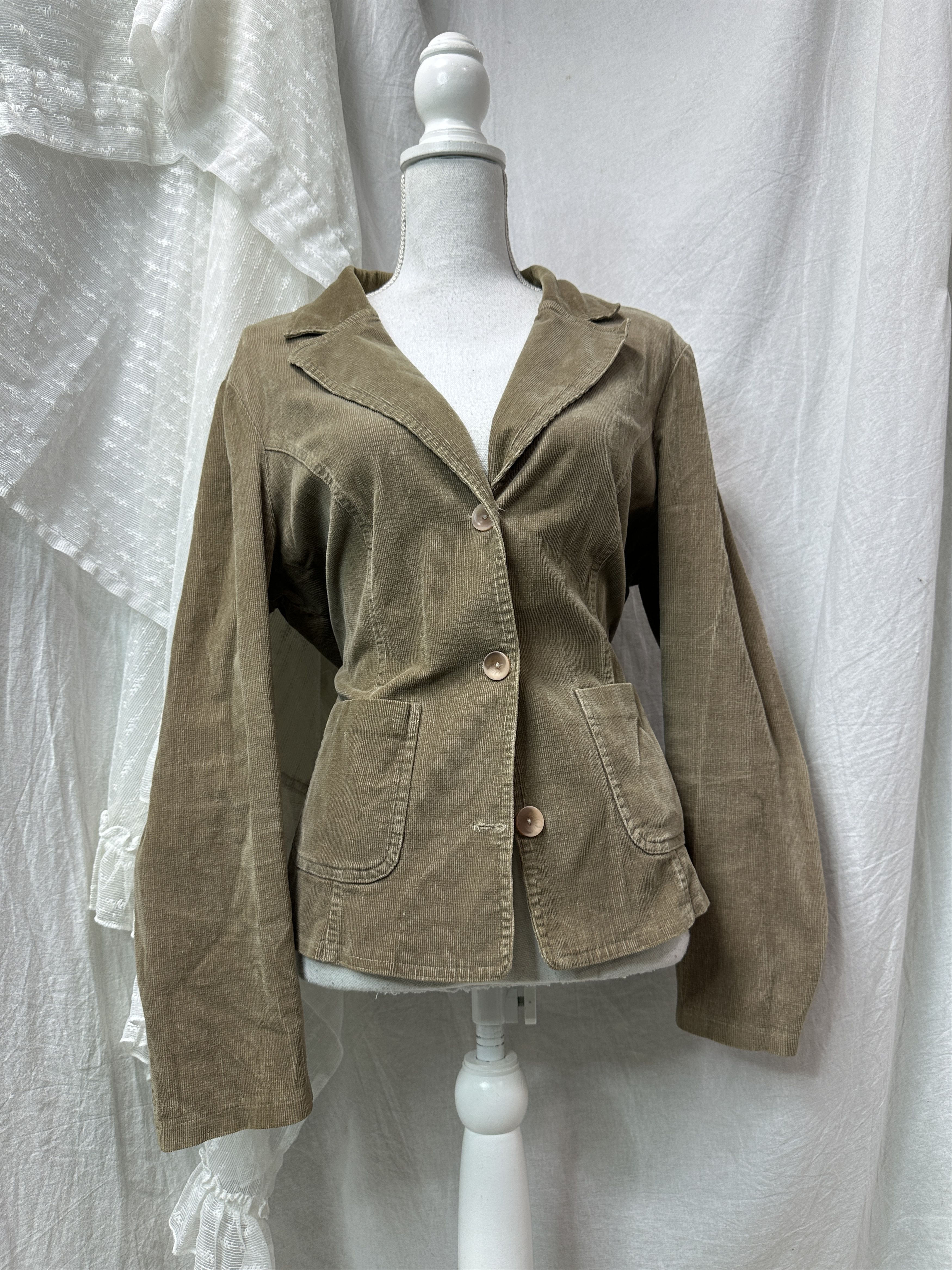 Vintage Vintage Fitted Corduroy Buttoned Blazer Y2K Size L / US 10 / IT 46 - 1 Thumbnail
