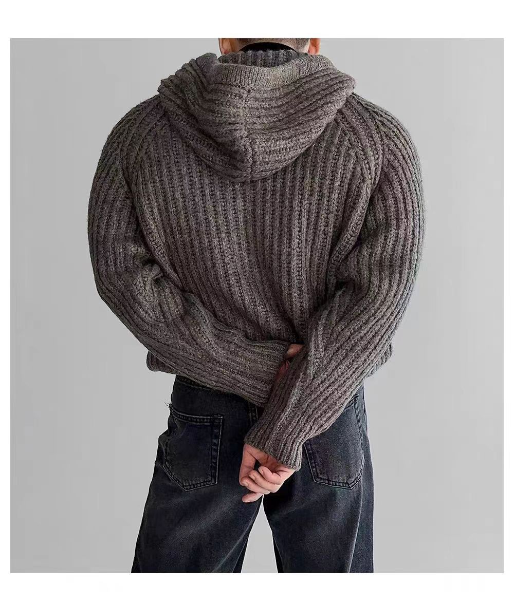 Japanese Brand Vintage Knit Thick Sweater Brown L Hooded Jacket Coat Size US L / EU 52-54 / 3 - 4 Thumbnail