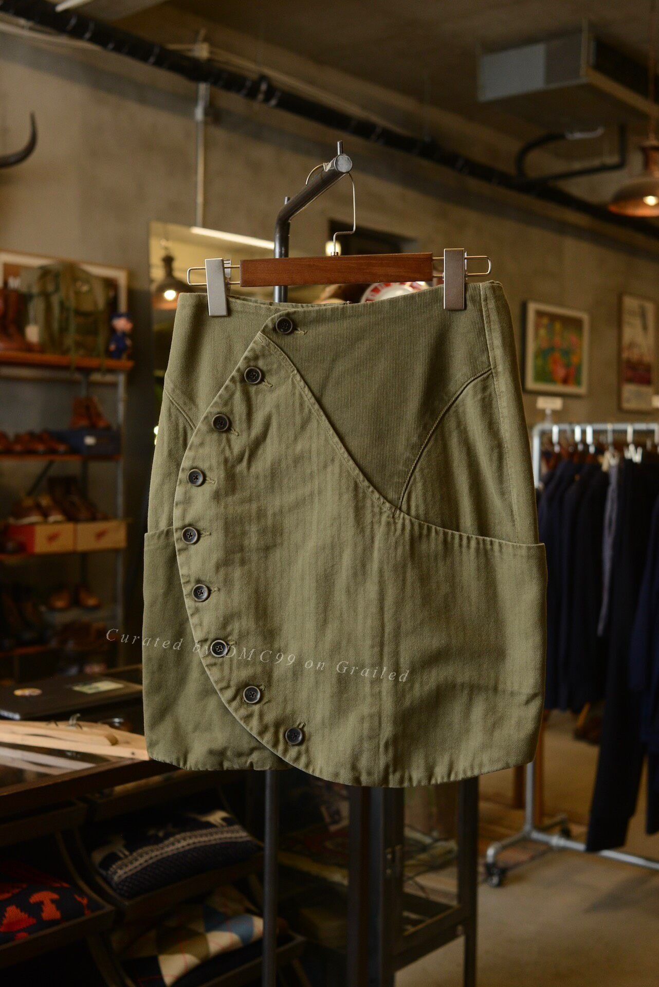 Kapital Kapital Military Green Corduroy Skirt Size 34" / US 12 / IT 48 - 1 Thumbnail