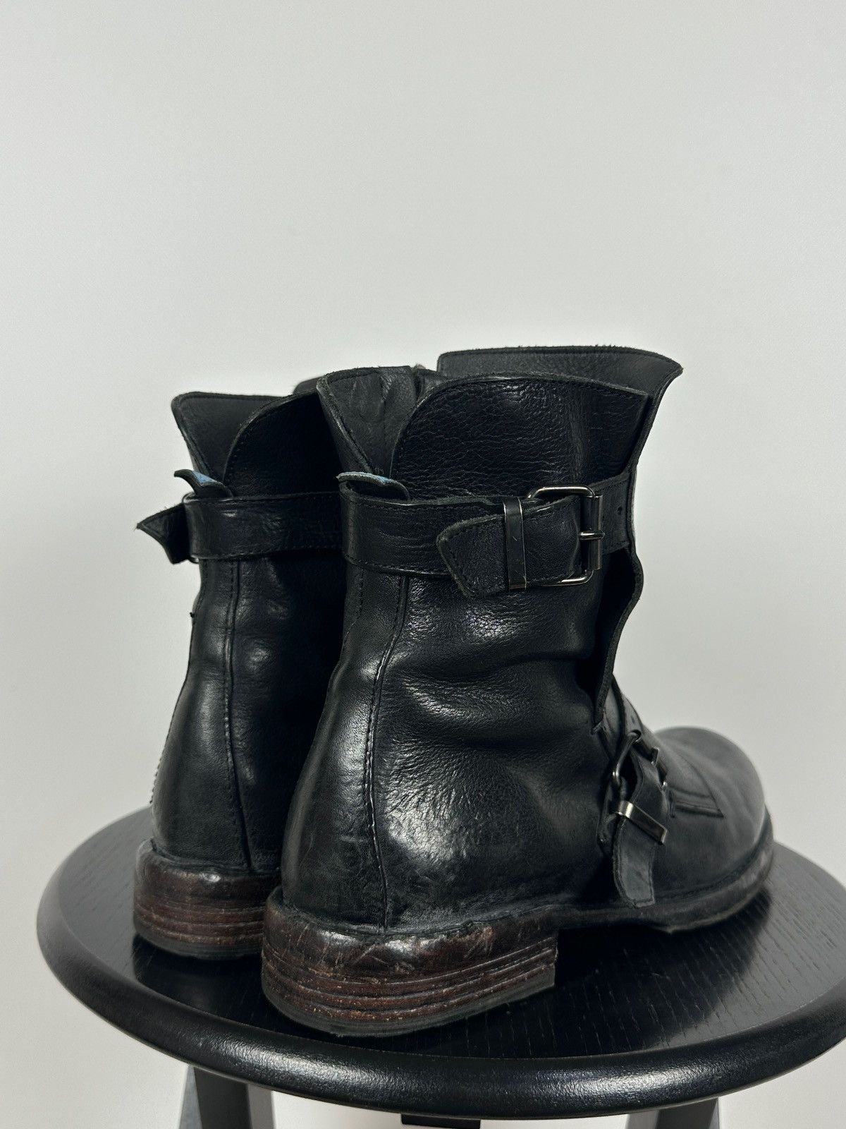 MoMA MoMA Black Leather Buckle Ankle Biker Boots Size US 10 / IT 40 - 5 Thumbnail