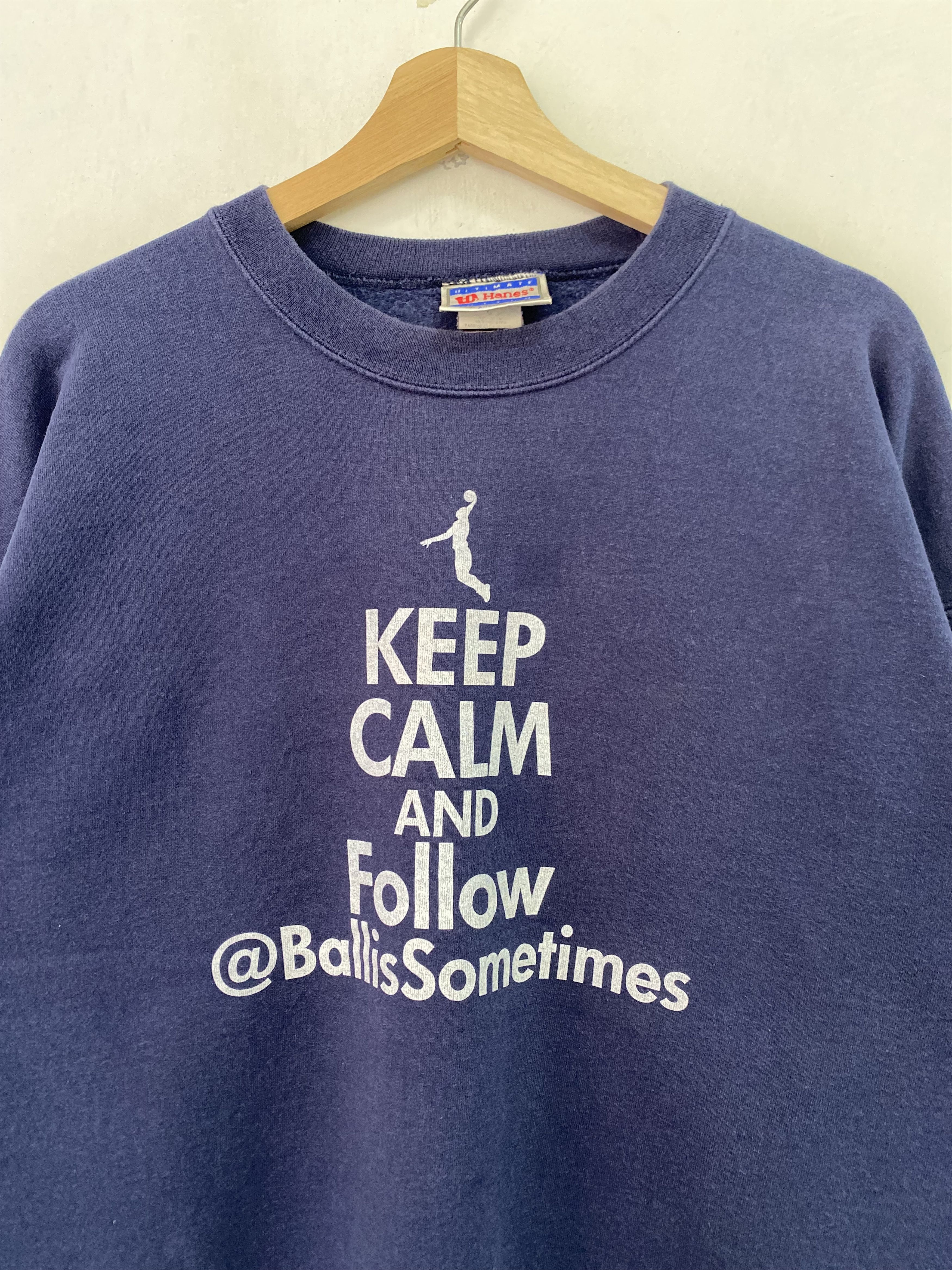 Hanes × Vintage Vintage Keep Calm & Follow Sweatshirt Large Size Navy Blue Size US L / EU 52-54 / 3 - 3 Thumbnail