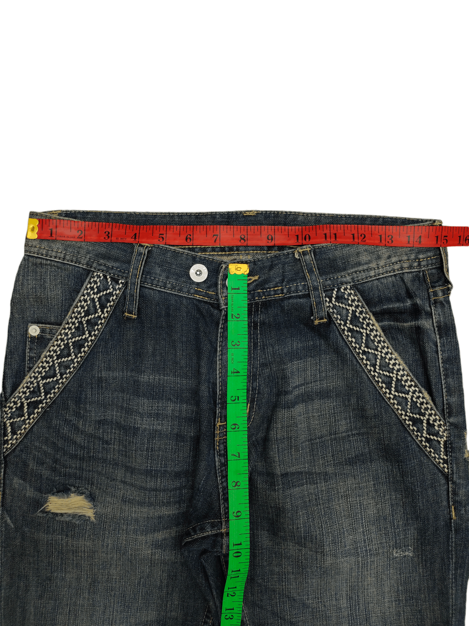 Morgan Homme Vintage Morgan Homme Japan sashiko Embroider Distress Jeans Size US 30 / EU 46 - 8 Thumbnail