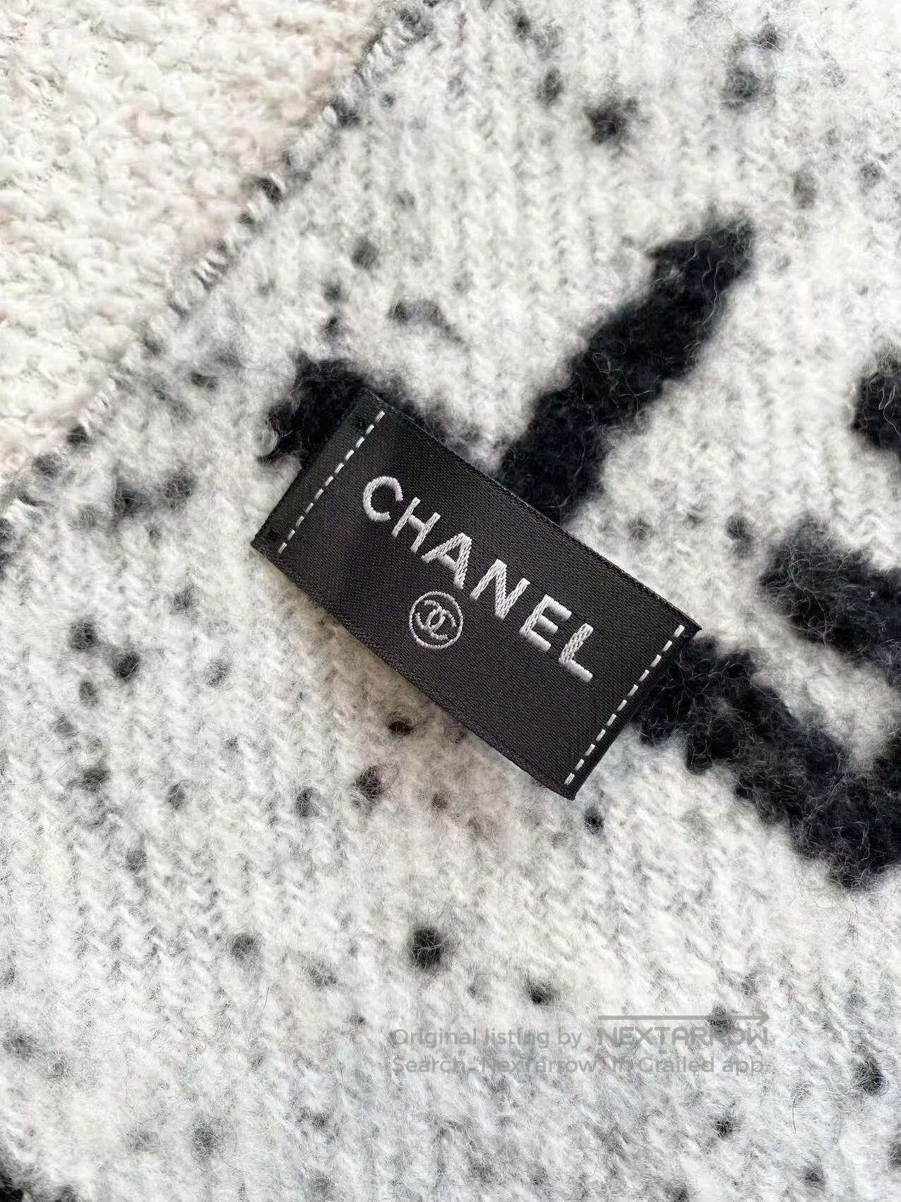 Chanel Chanel Slogan logo fringed scarf| Size ONE SIZE - 5 Thumbnail