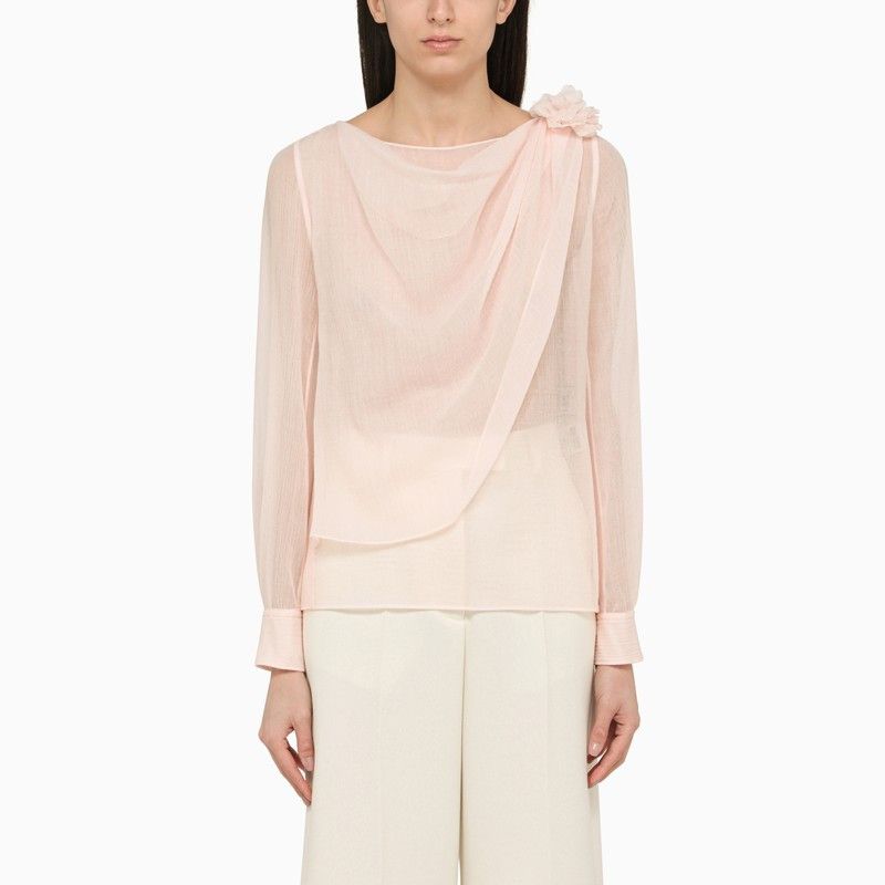 image of Chloe Light Pink Blouse In Virgin Wool, Women's (Size Medium)