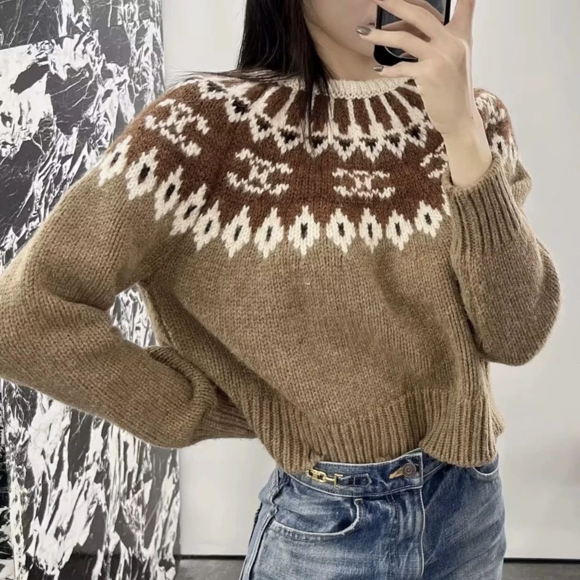 Celine Celine mar605 Fair Isle Triomphe Wool Sweater XS Size XS / US 0-2 / IT 36-38 - 7 Thumbnail