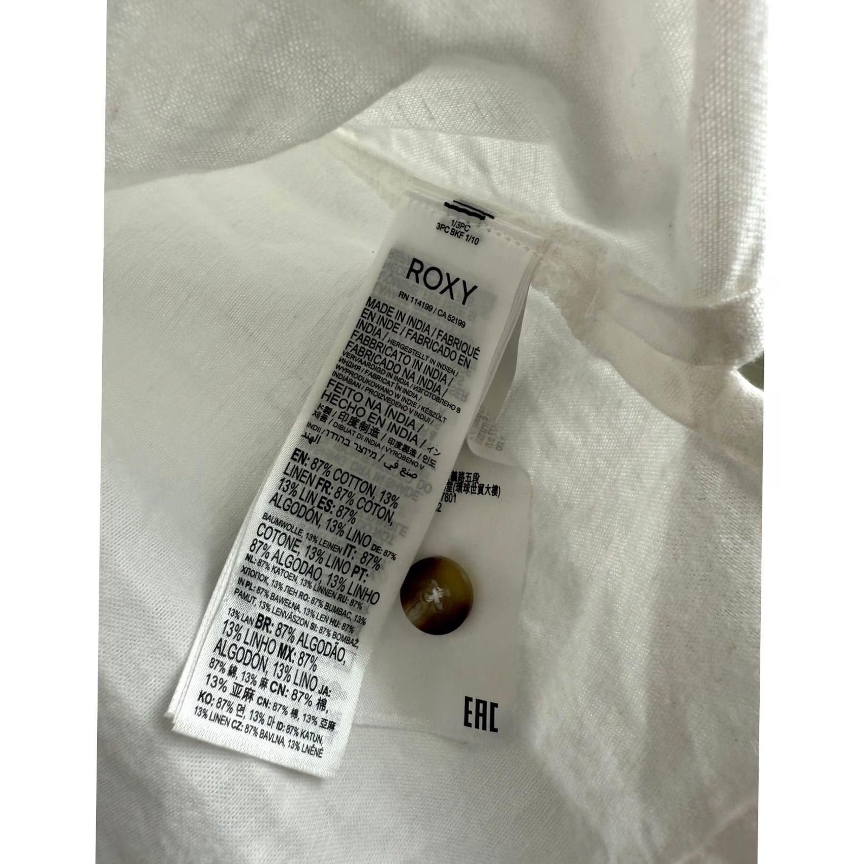 Vintage ROXY x Kate Bosworth Cotton Blend Button-Up Shirt - White - L - Women - Short Sleeve - NWT Size 36" / US 14 / IT 50 - 6 Thumbnail