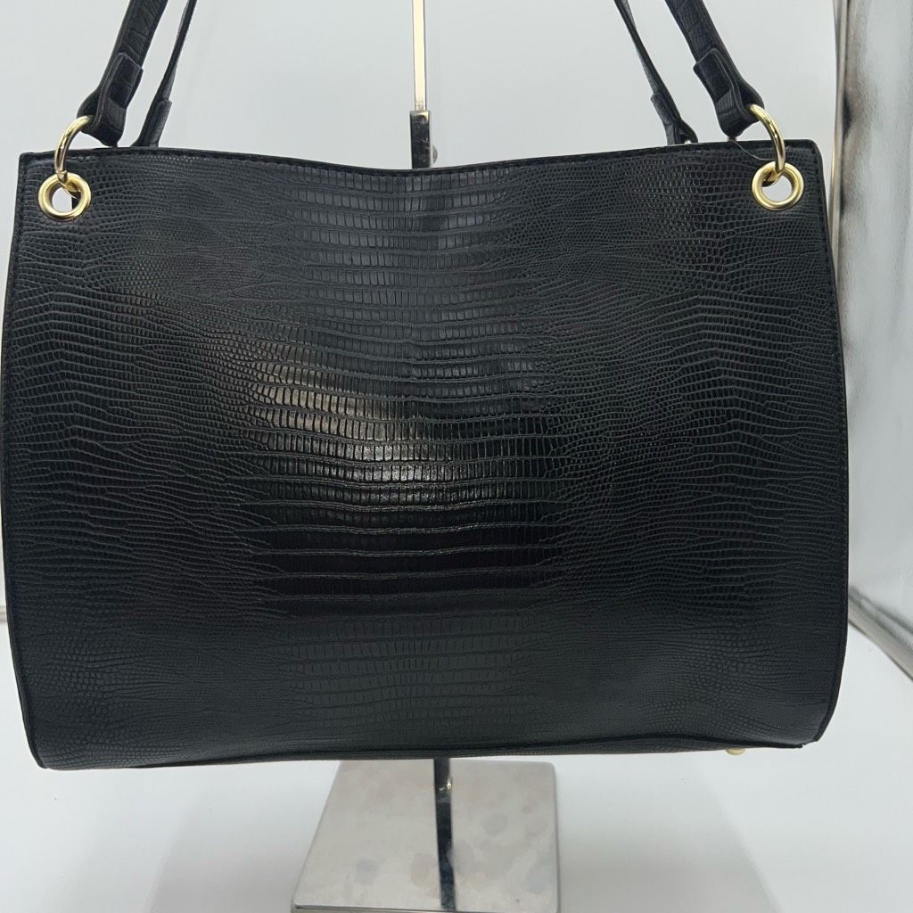 London Fog London Fog Croc/Snake Embossed Faux Leather Three Pocket Large Tote Size ONE SIZE - 6 Thumbnail
