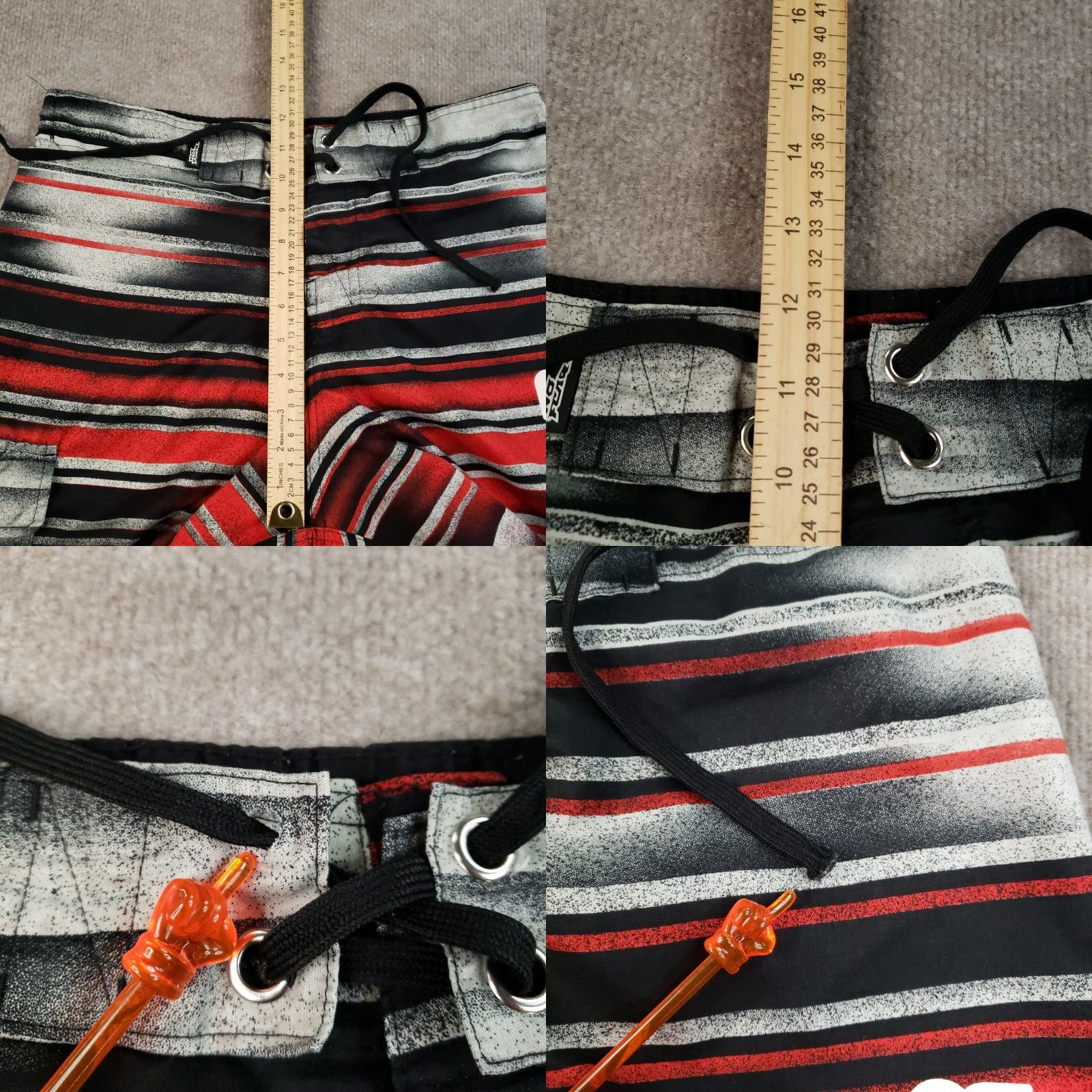 No Fear No Fear Board Shorts Mens M Black Striped Drawstring Lined Beach Size US 31 - 8 Thumbnail