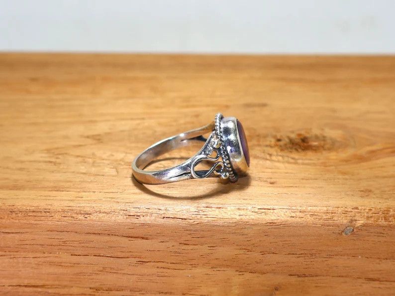 Handmade Amethyst Sterling Silver Ring, February Birthstone Gift idea Size ONE SIZE - 4 Thumbnail