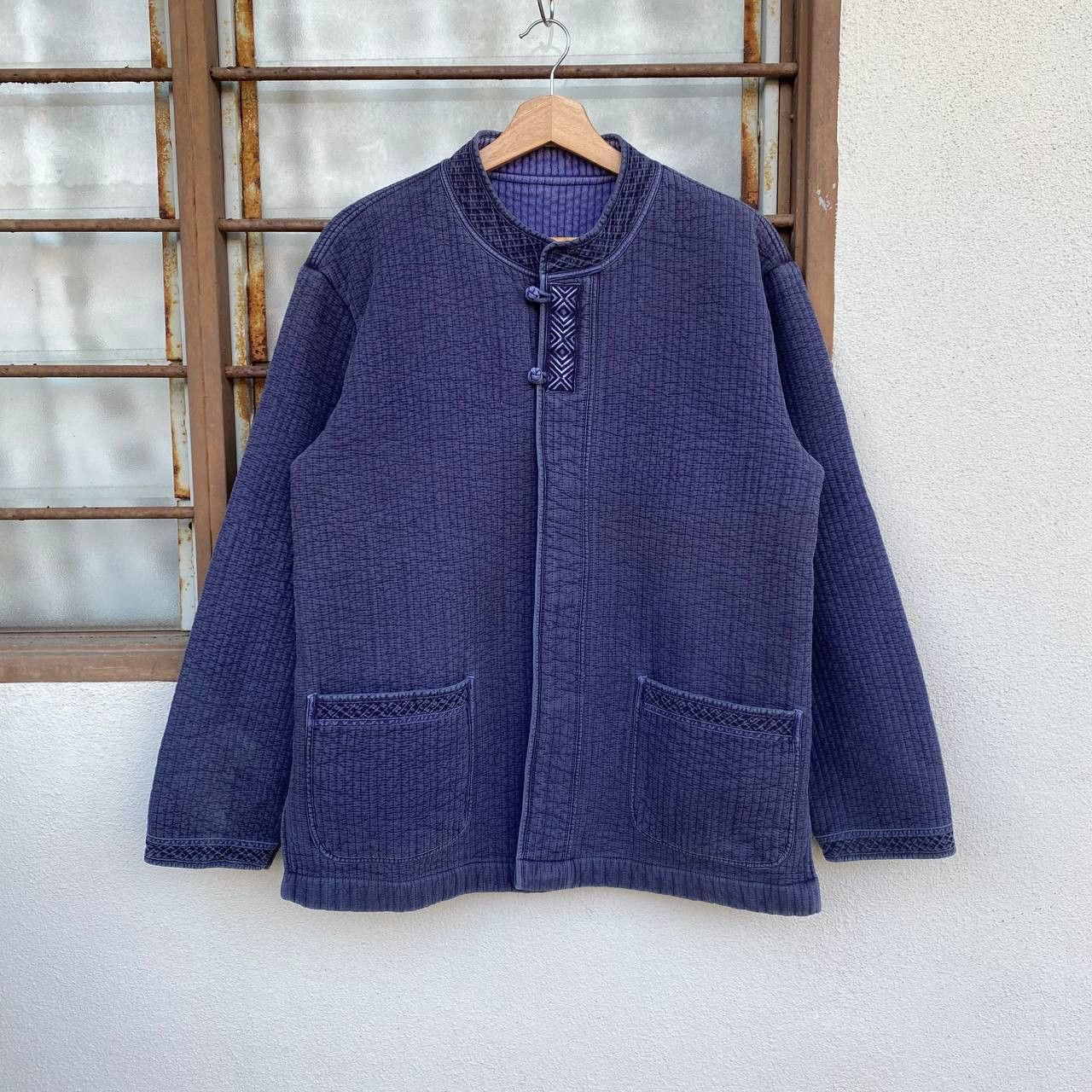 Japanese Brand 90s Vintage Japanese Indigo Blue Quilted KungFu Chore Jacket Size US L / EU 52-54 / 3 - 1 Thumbnail