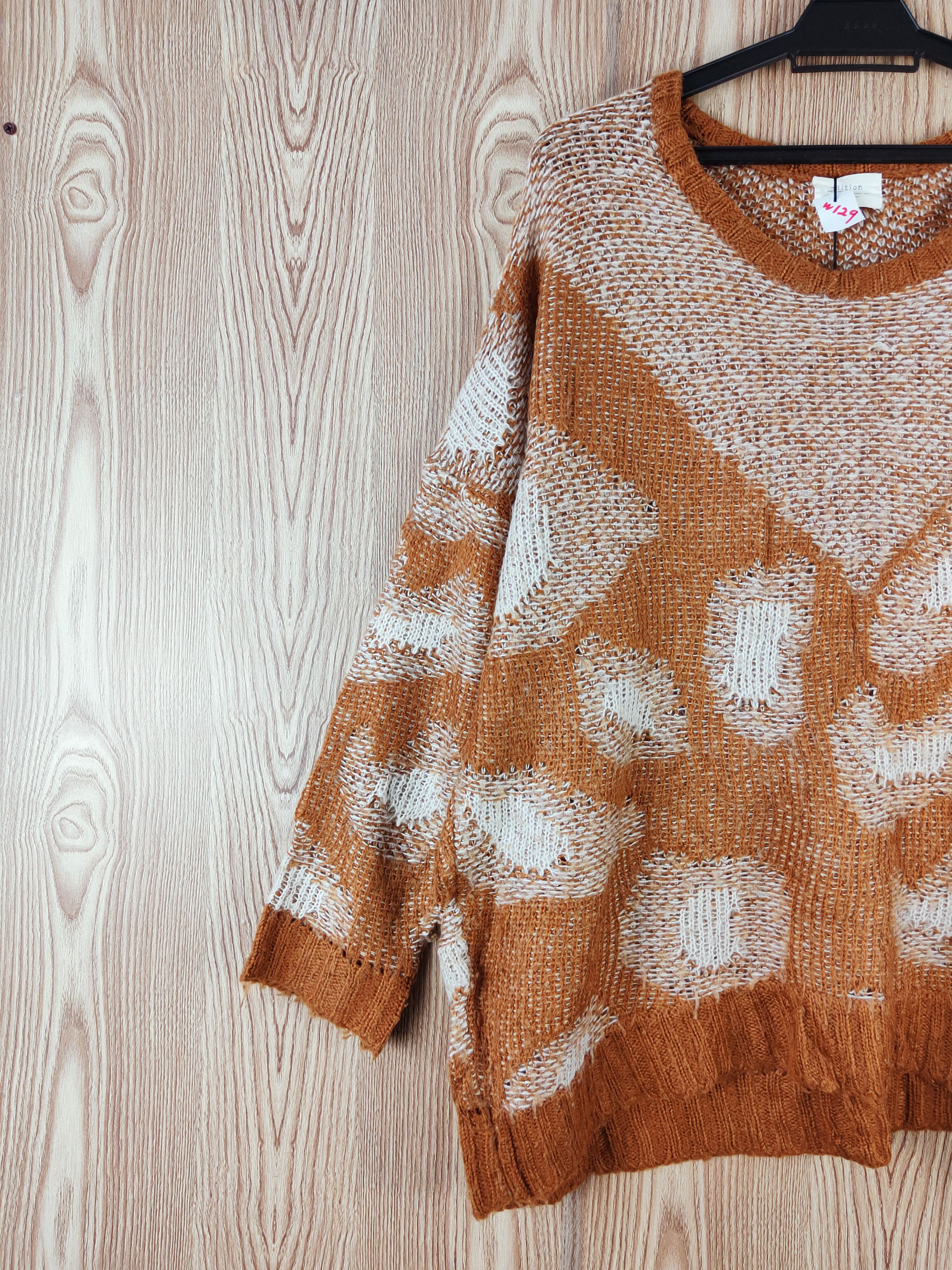 Japanese Brand × Vintage Edition Brown art Knitwear Sweatshirts #W129 Size US XL / EU 56 / 4 - 3 Thumbnail