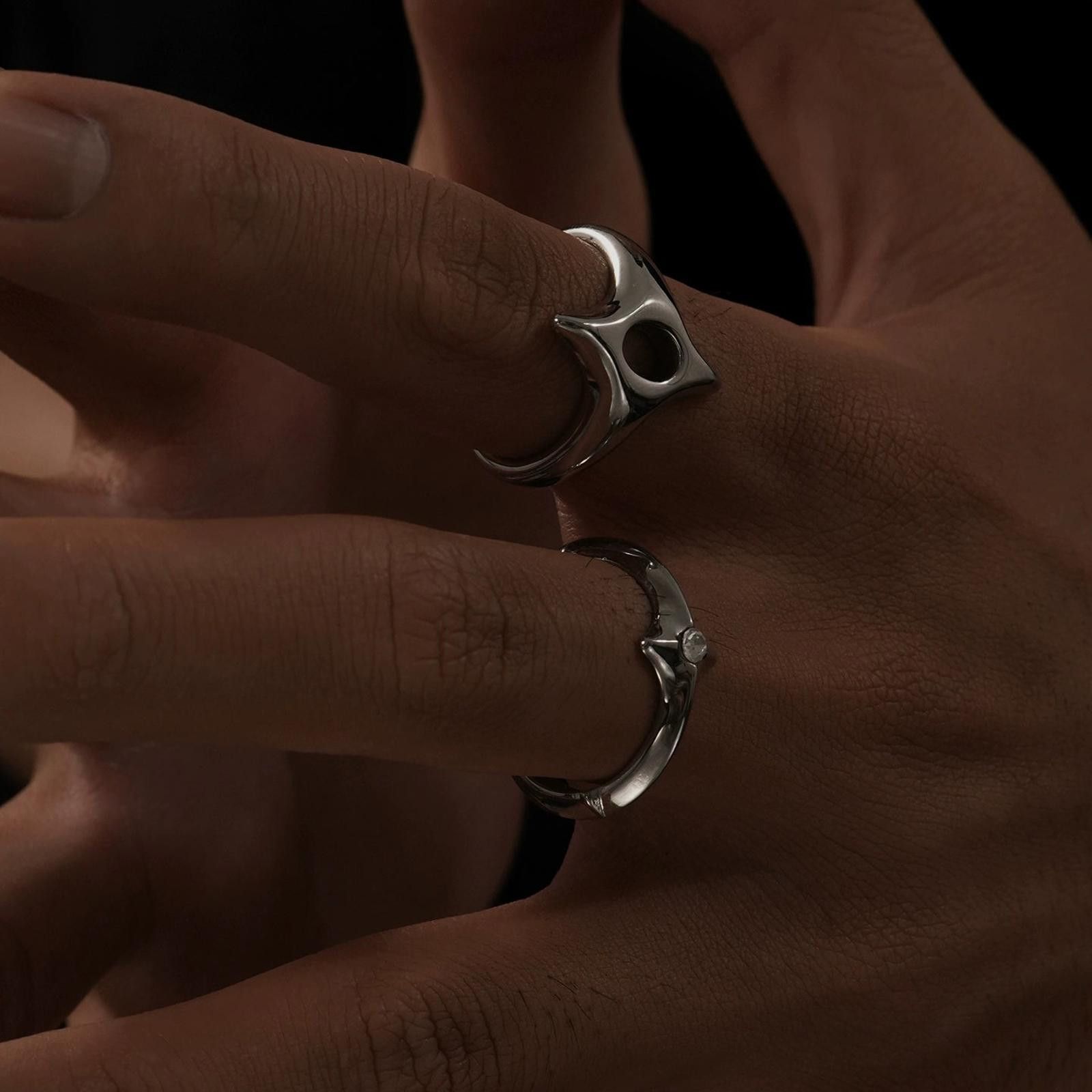 Jewelry Silver Geometric Modern Rings, Unique Statement Jewelry Size ONE SIZE - 4 Thumbnail