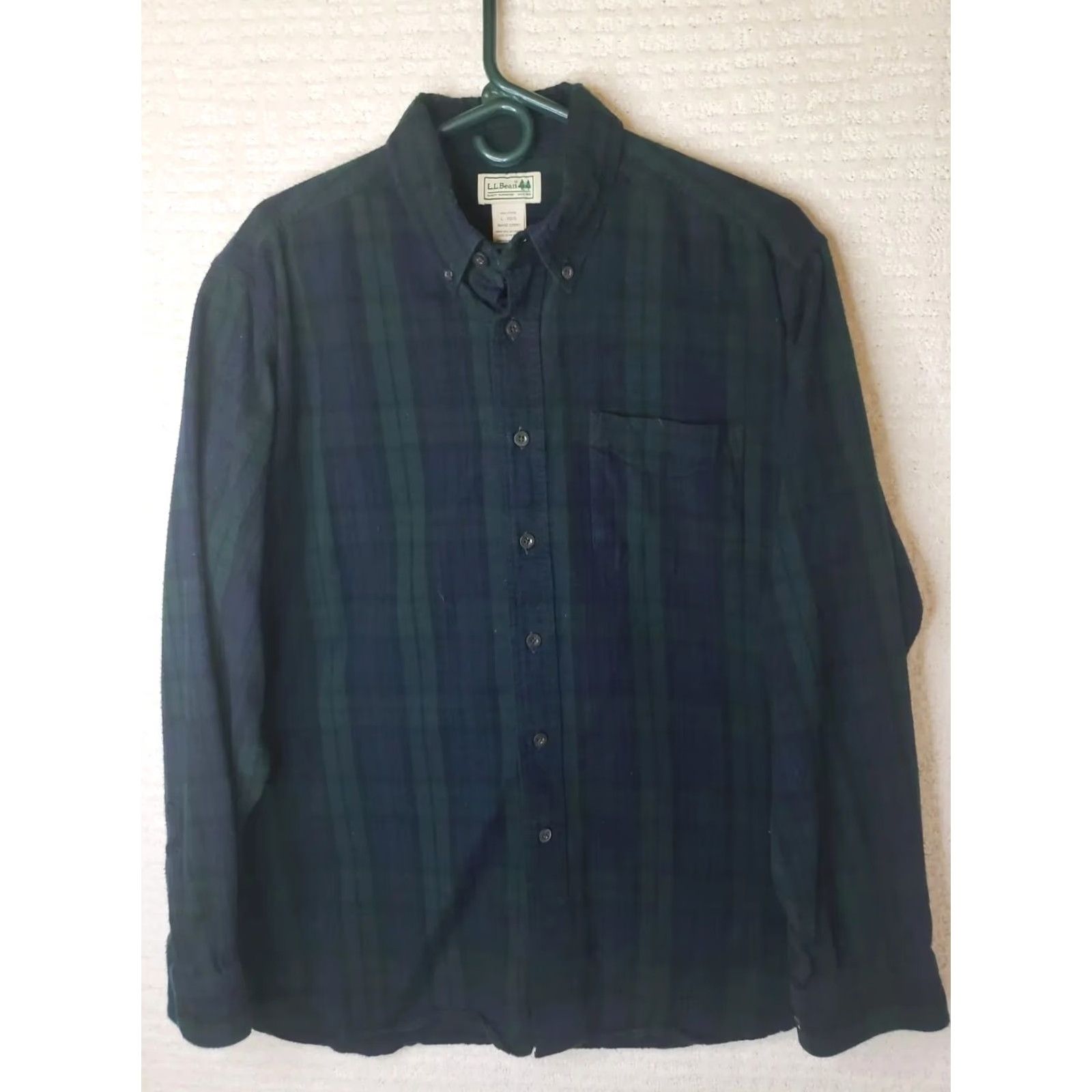 Vintage L.L.Bean Flannel Plaid Long Sleeve Button-Up Mens L Reg Blue Green Shirt Size US L / EU 52-54 / 3 - 2 Thumbnail