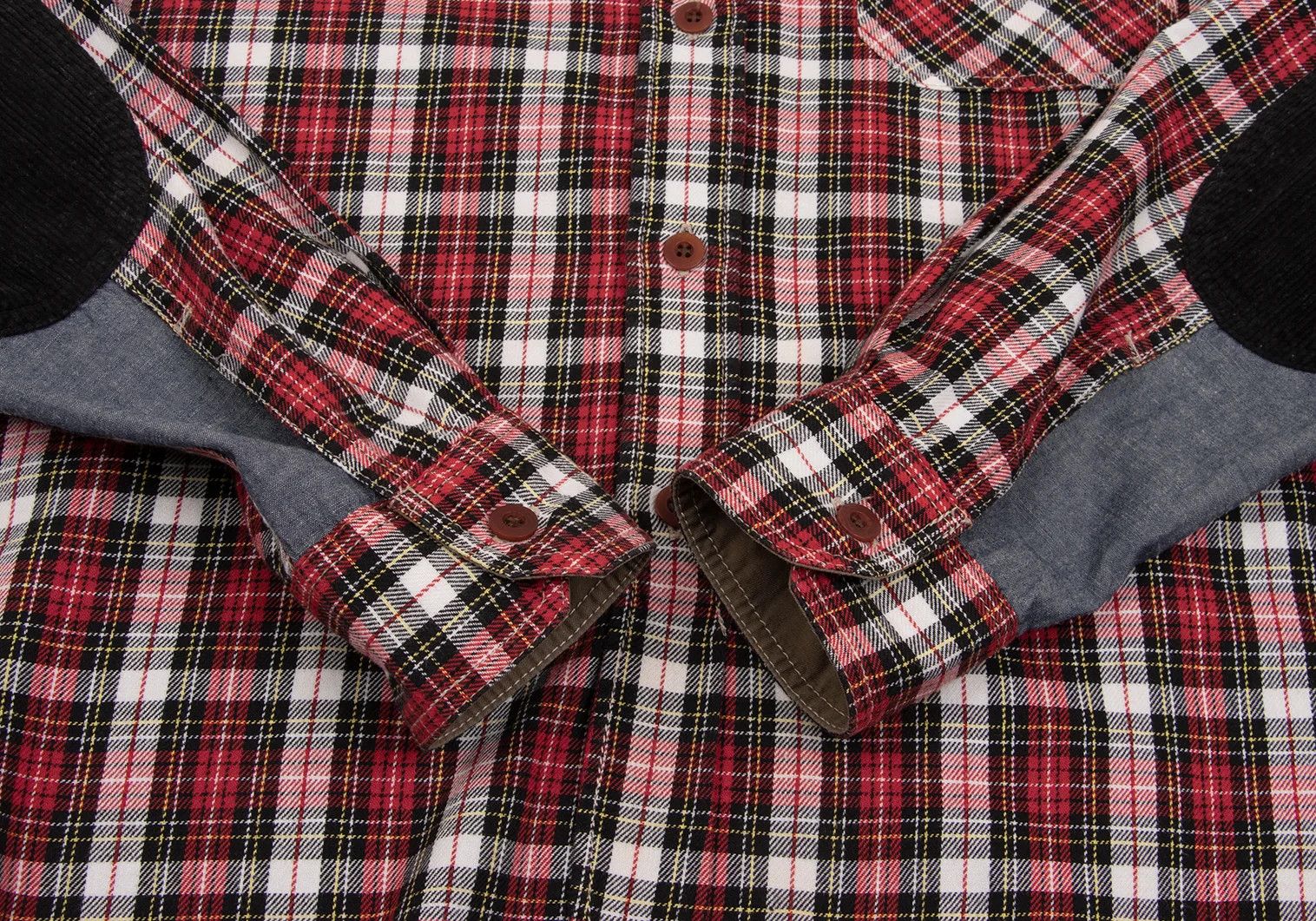 Junya Watanabe Elbow Patch Check Shirt in Red, White, and Khaki Size US S / EU 44-46 / 1 - 7 Thumbnail