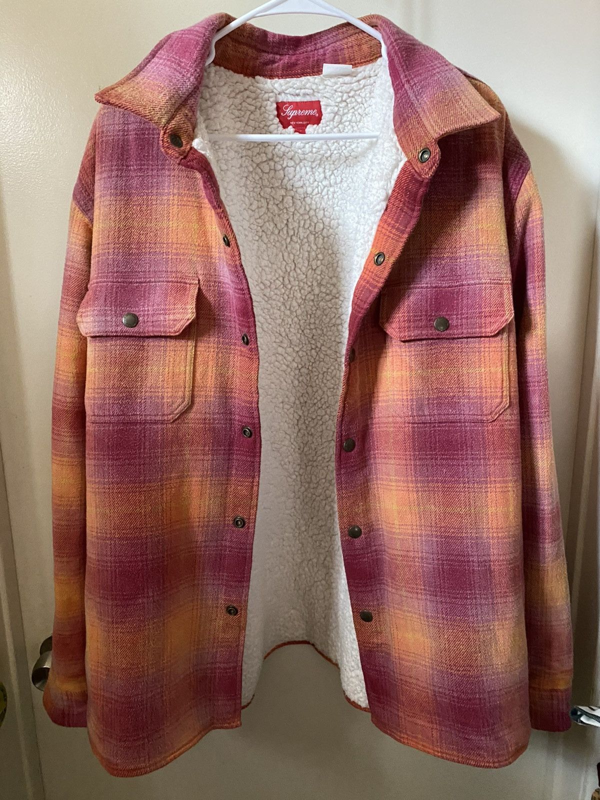 Supreme Shearling Lined Flannel Shirt | Grailed