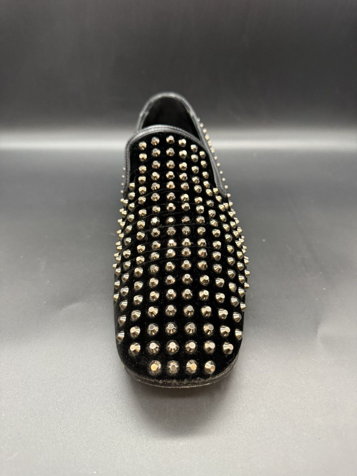 Prada PRADA Velluto Stud Smoking Loafer Black Velvet-Silver Studs Size US 11 / EU 44 - 9 Thumbnail