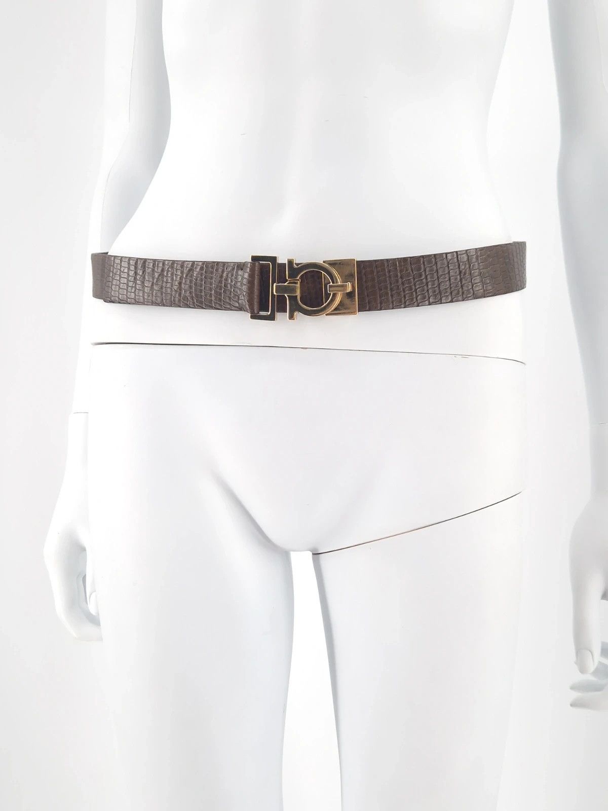 Salvatore Ferragamo Salvatore Ferragamo Green Embossed Leather Gancio Belt Size ONE SIZE - 12 Thumbnail