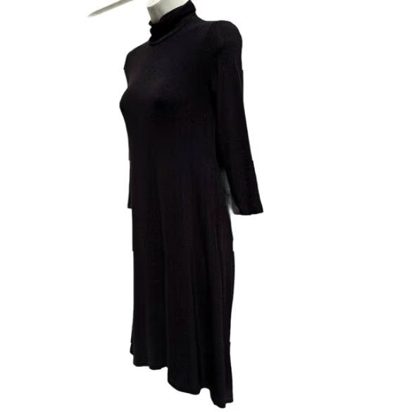 Vintage Amour Vert Dress Women XS Black Mini Swing Knit Turtleneck Long Sleeve Size XS / US 0-2 / IT 36-38 - 3 Thumbnail