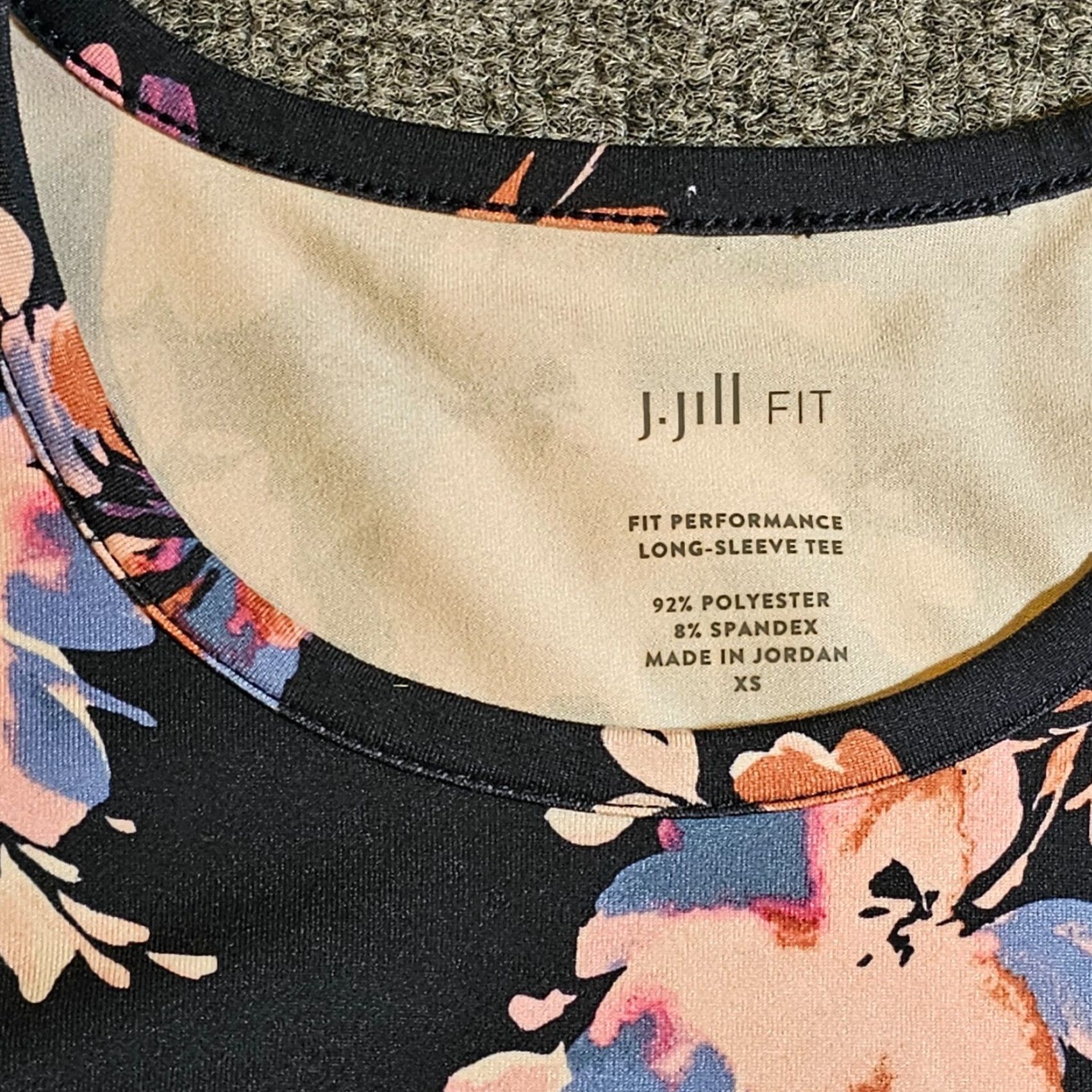J. Jill J Jill Top Womens XS Black Floral Performance Long Sleeve Stretchy Casual Shirt Size XS / US 0-2 / IT 36-38 - 3 Thumbnail