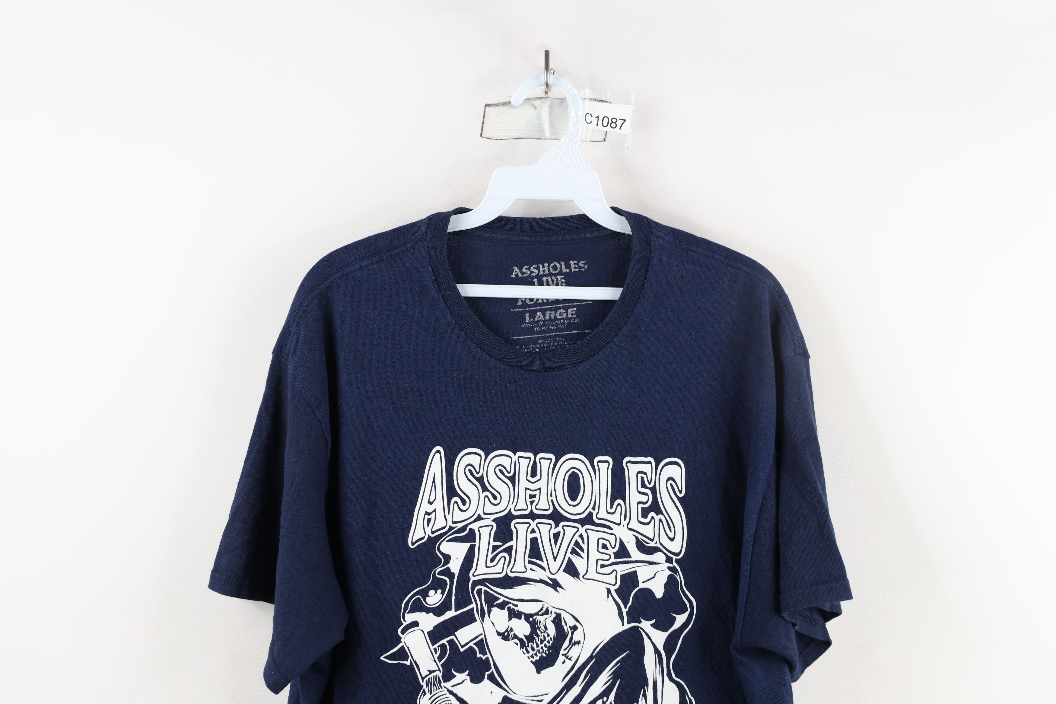 Vintage Streetwear A**holes Live Forever Reaper T-Shirt Navy Blue Size US L / EU 52-54 / 3 - 2 Thumbnail