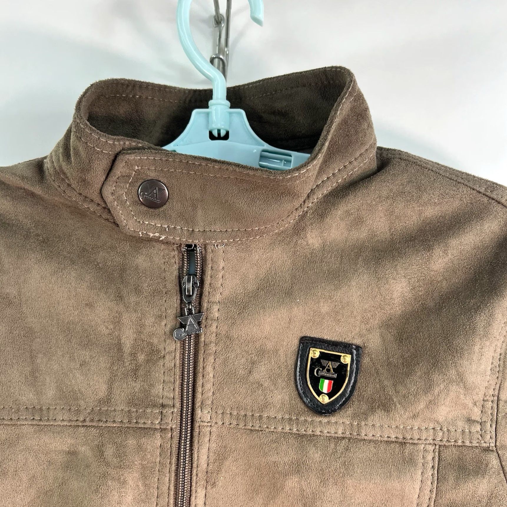 Vintage A Collezioni Men's Jacket Size L Beige Faux Suede Full Zip Lined Made in Italy Mens Size US L / EU 52-54 / 3 - 3 Thumbnail