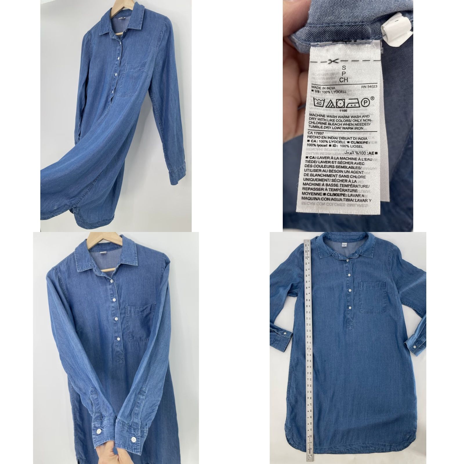 Old Navy Old Navy Chambray Shirt Dress Button Front Blue Long Sleeve S Womens Regular Size 100% Lyocell Casual Vintage No N/A Size S / US 4 / IT 40 - 8 Thumbnail
