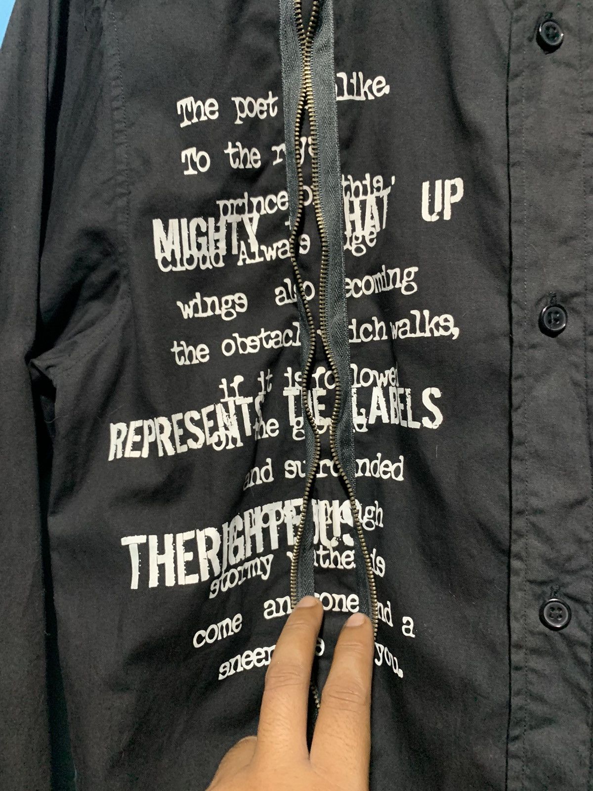 Yohji Yamamoto Badger skull poem rock punk zipper button shirt Size US L / EU 52-54 / 3 - 6 Thumbnail