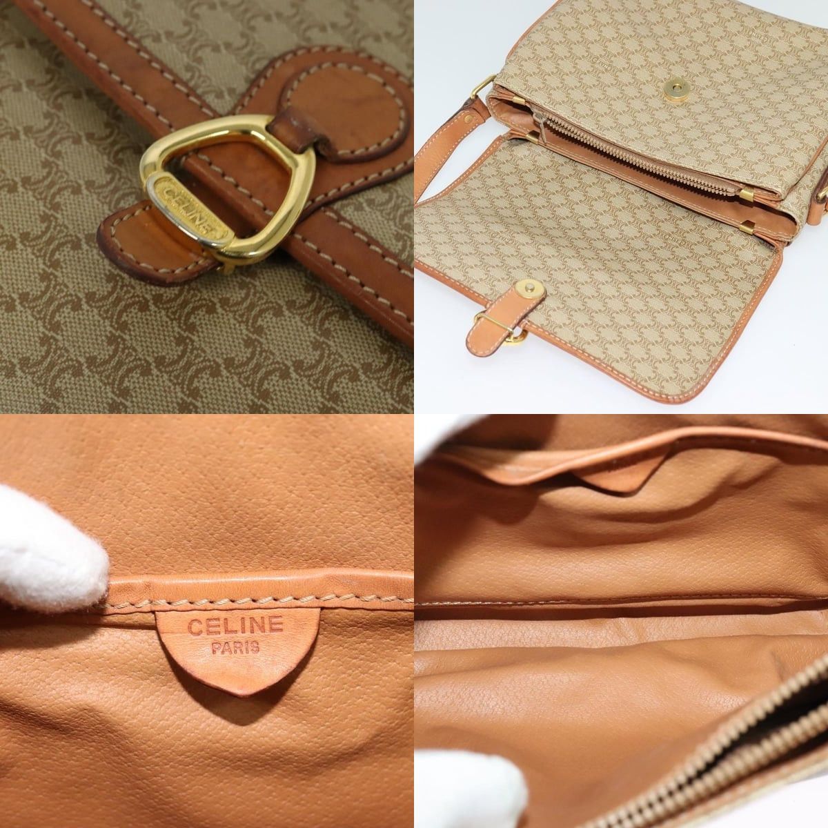 Celine CELINE Macadam Canvas Shoulder Bag Beige Gold Size ONE SIZE - 11 Thumbnail