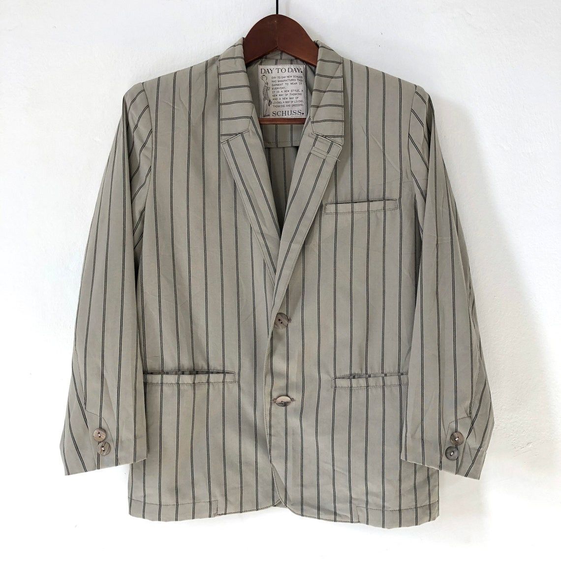 Vintage Vintage 90s Pinstripe Blazer Petite Fit Size XS / US 0-2 / IT 36-38 - 8 Thumbnail