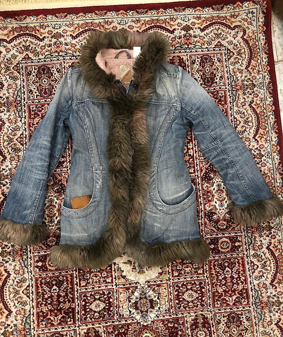 Miss Sixty Miss Sixty Vintage Afghan Denim Faux Fur Y2K Jacket small Size S / US 4 / IT 40 - 1 Thumbnail