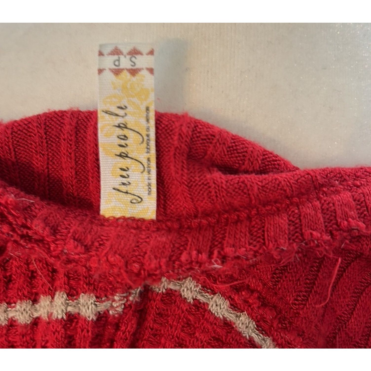 Free People Free People Top Womens Small Red Tan Stripe Grunge Boho Size S / US 4 / IT 40 - 8 Thumbnail