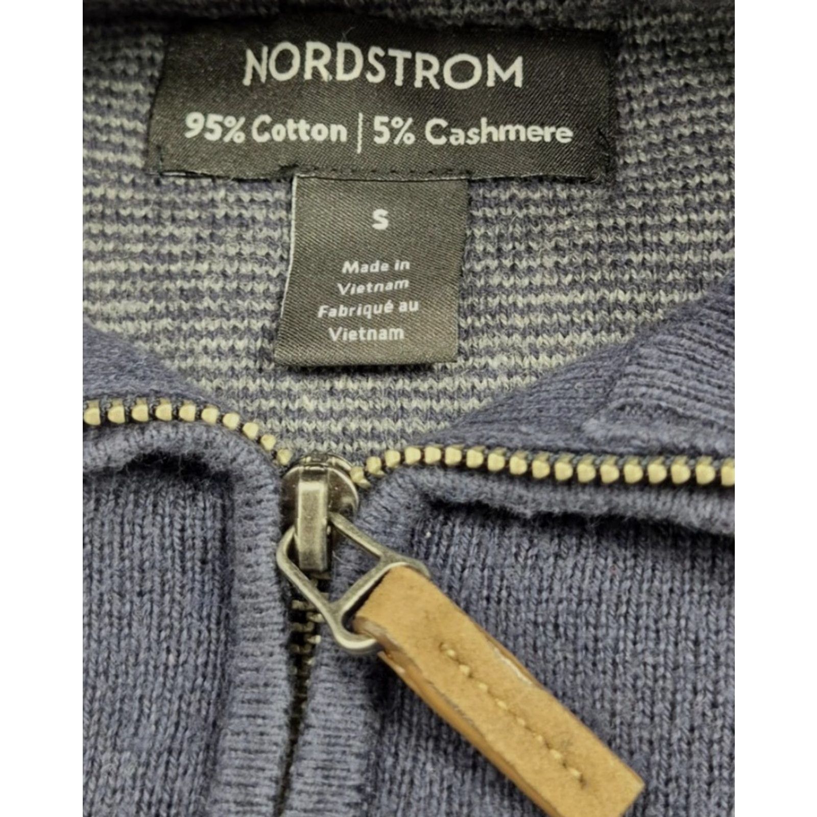 Nordstrom Nordstrom Mens Small Blue Cotton Cashmere 1/4 Zip Mock Neck Pullover Sweater Knit Size US S / EU 44-46 / 1 - 5 Thumbnail