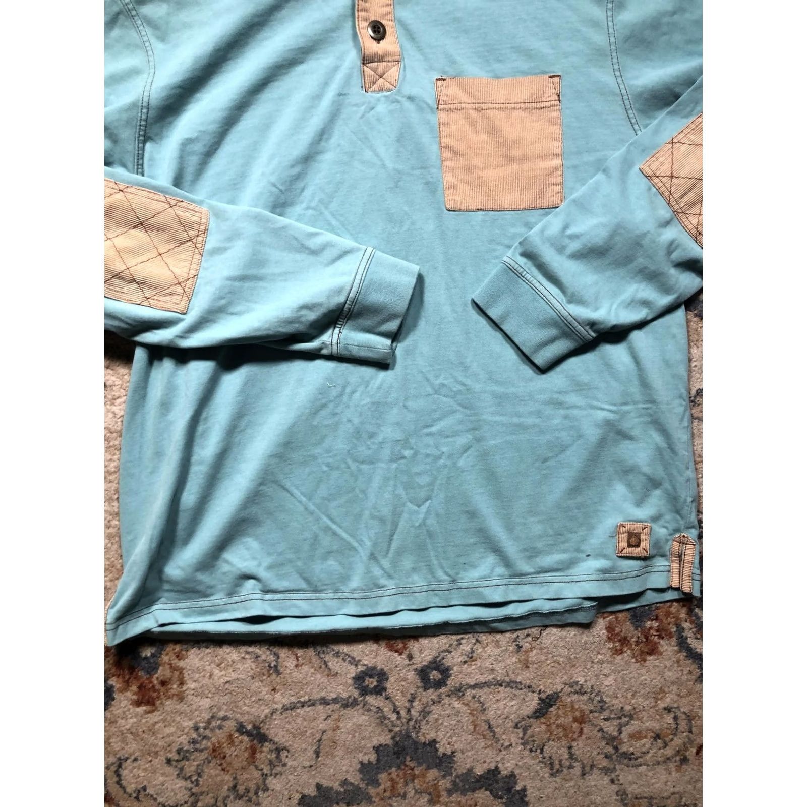 The Territory Ahead Territory Ahead Shirt Mens XL Blue Mock Neck Quilted Elbow Patch Pullover Size US XL / EU 56 / 4 - 5 Thumbnail