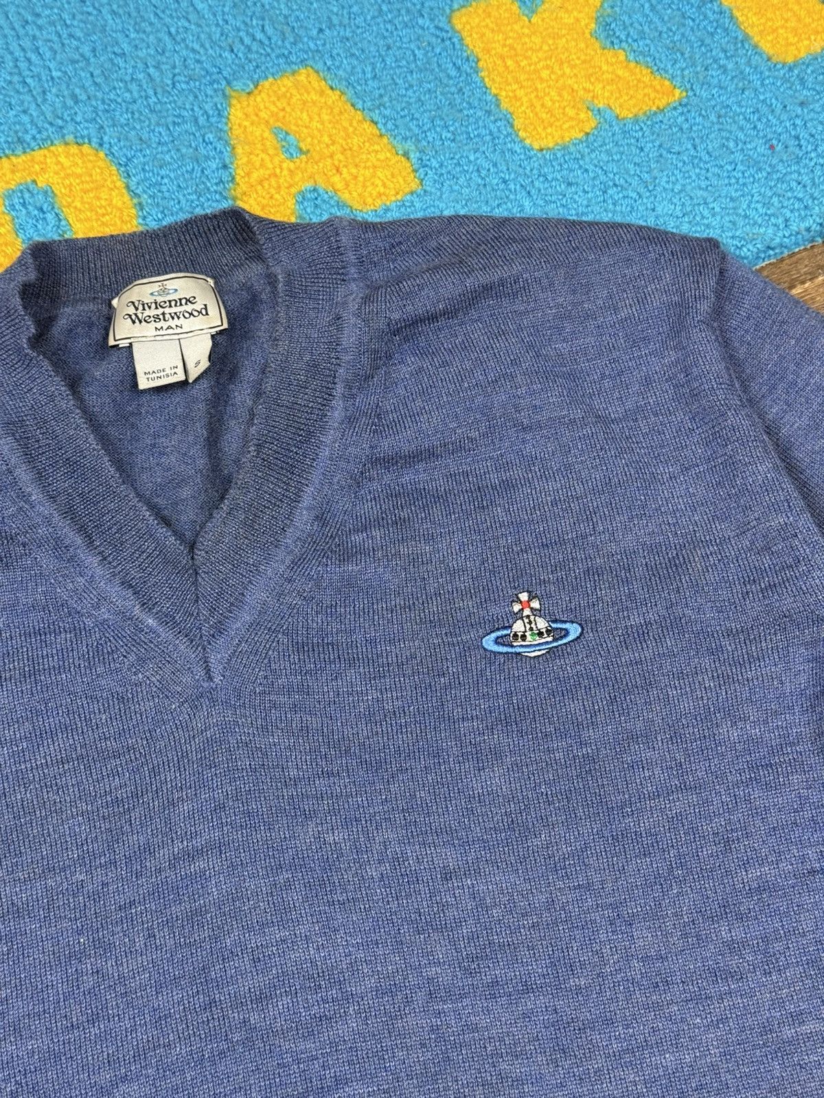 Vivienne Westwood Vivienne Westwood Blue Wool V Neck Sweater Size US S / EU 44-46 / 1 - 8 Thumbnail