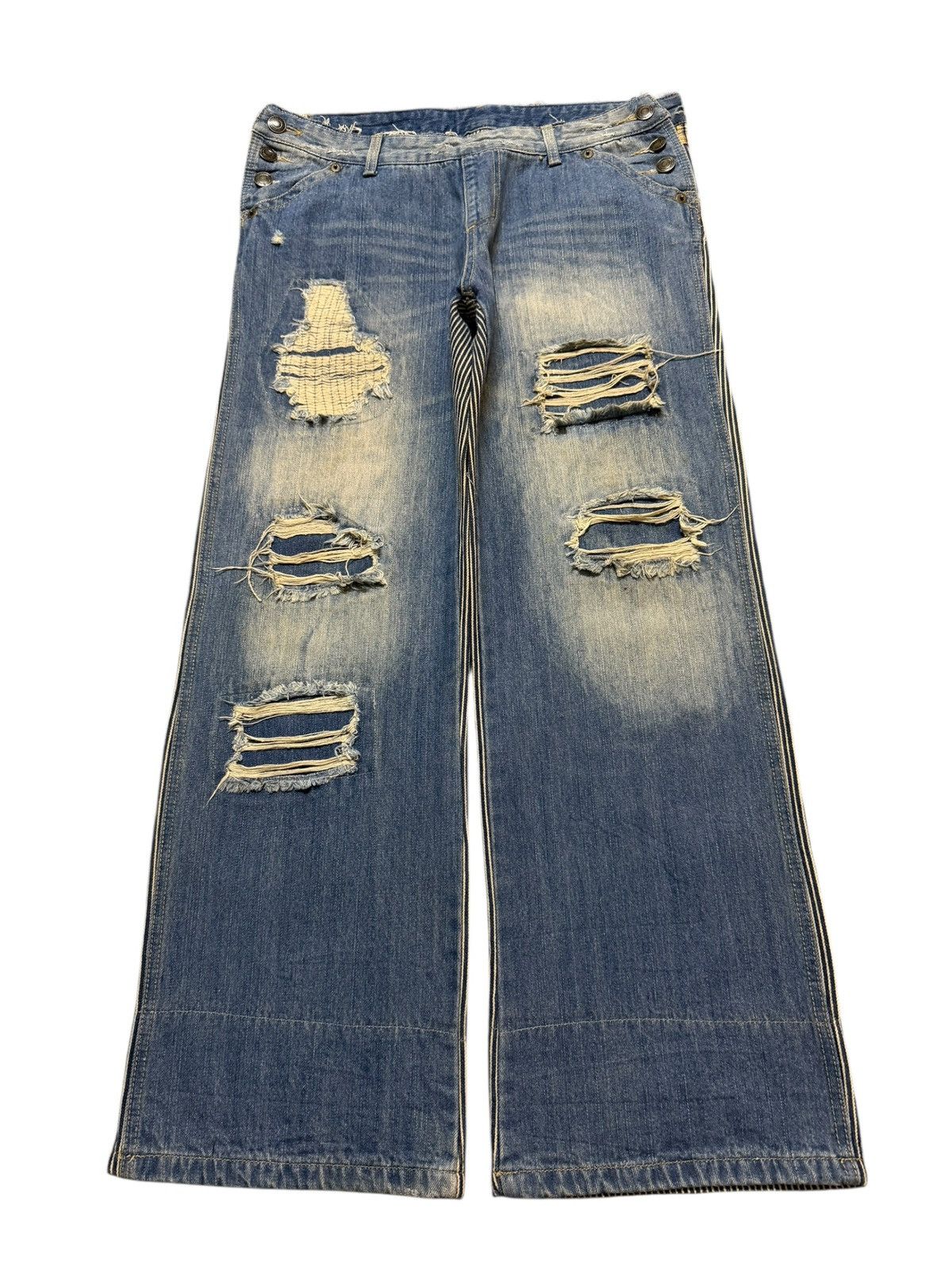 Vintage 90s Japanese Brand Hybrid Mud Wash Distressed Baggy