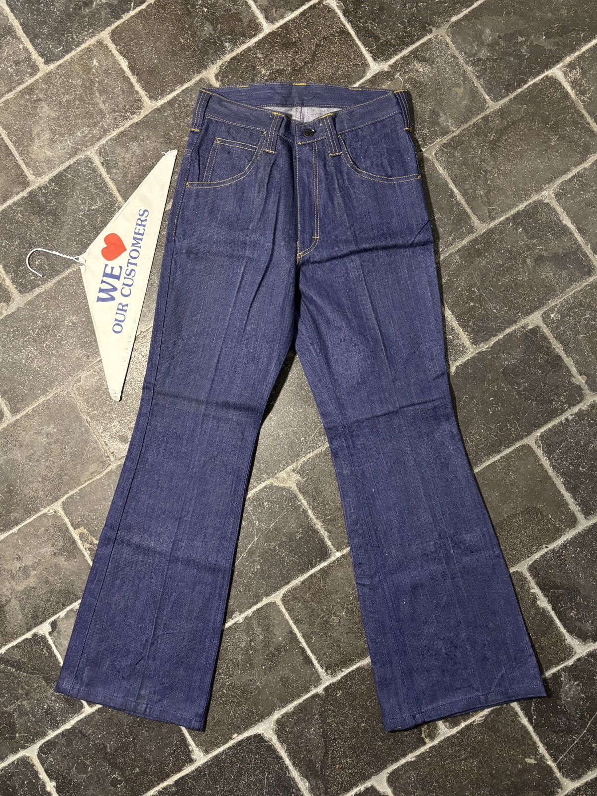 Vintage 1970s Vintage Dark Wash Denim Jeans Golden Horse Flared 70s Size 26" / US 2 / IT 38 - 1 Thumbnail