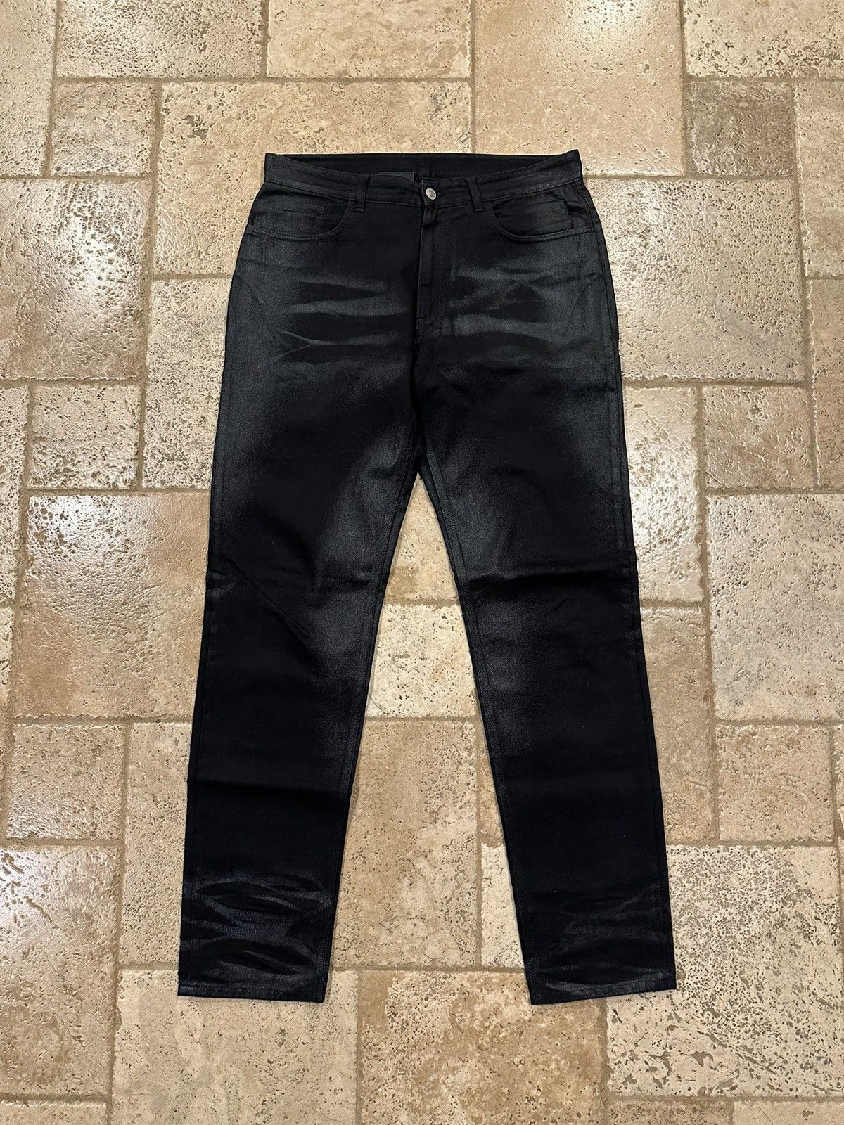 Givenchy Givenchy x Matthew Williams Wax Coated Shiny Black Denim Size US 34 / EU 50 - 1 Thumbnail