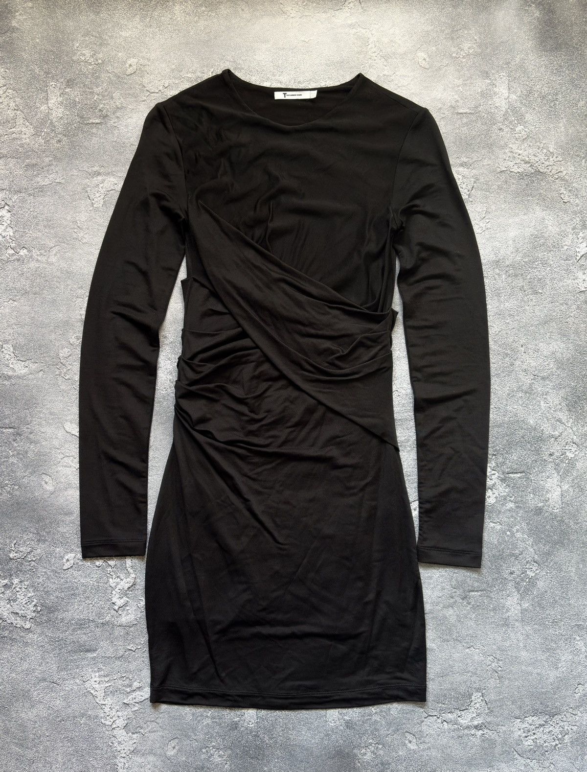 T by Alexander Wang T By Alexander Wang Designer Ruched Long Sleeve Black Dress Size S / US 4 / IT 40 - 1 Thumbnail