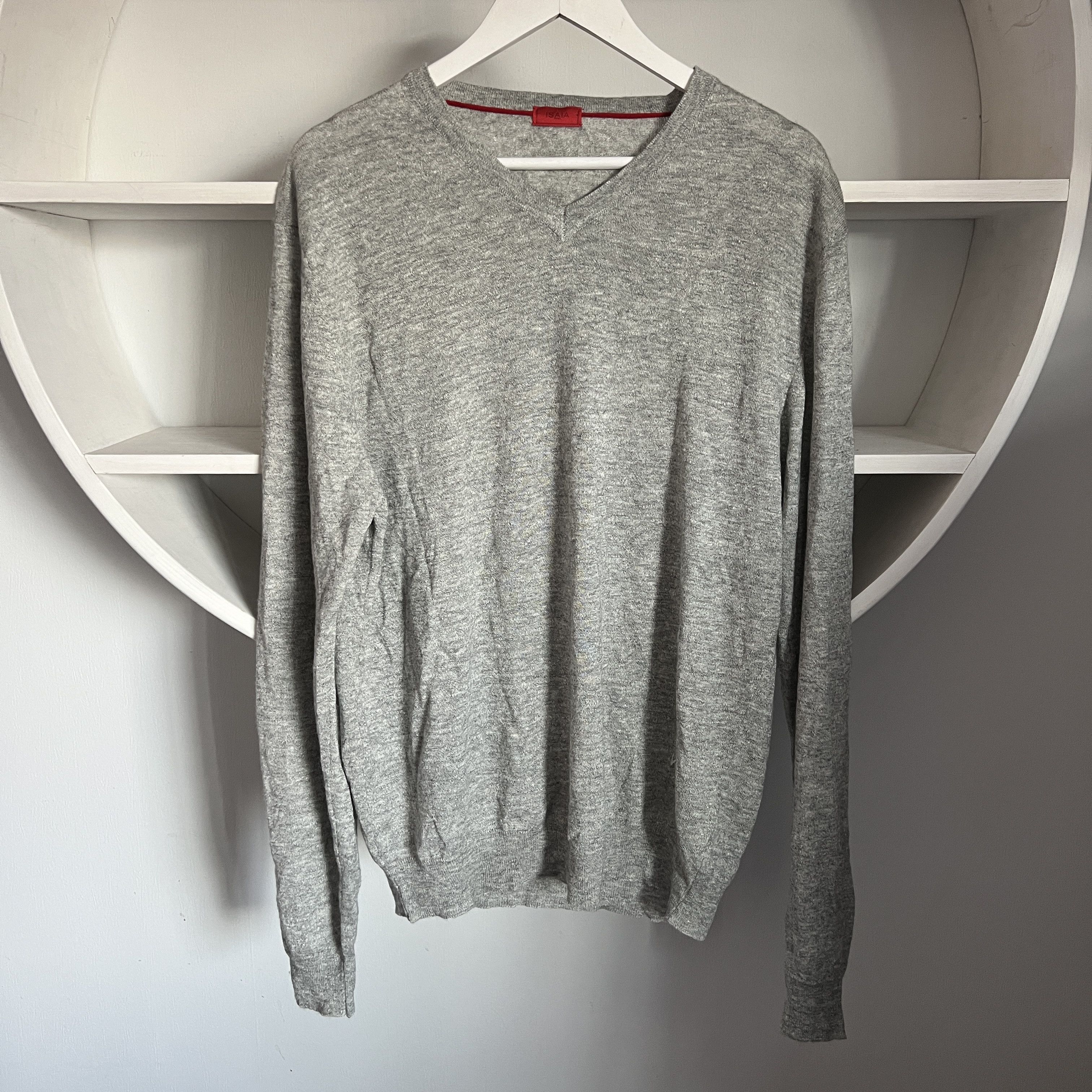 Isaia Men's ISAIA CASHMERE LINEN V-Neck Sweater Size XL Size US XL / EU 56 / 4 - 1 Thumbnail