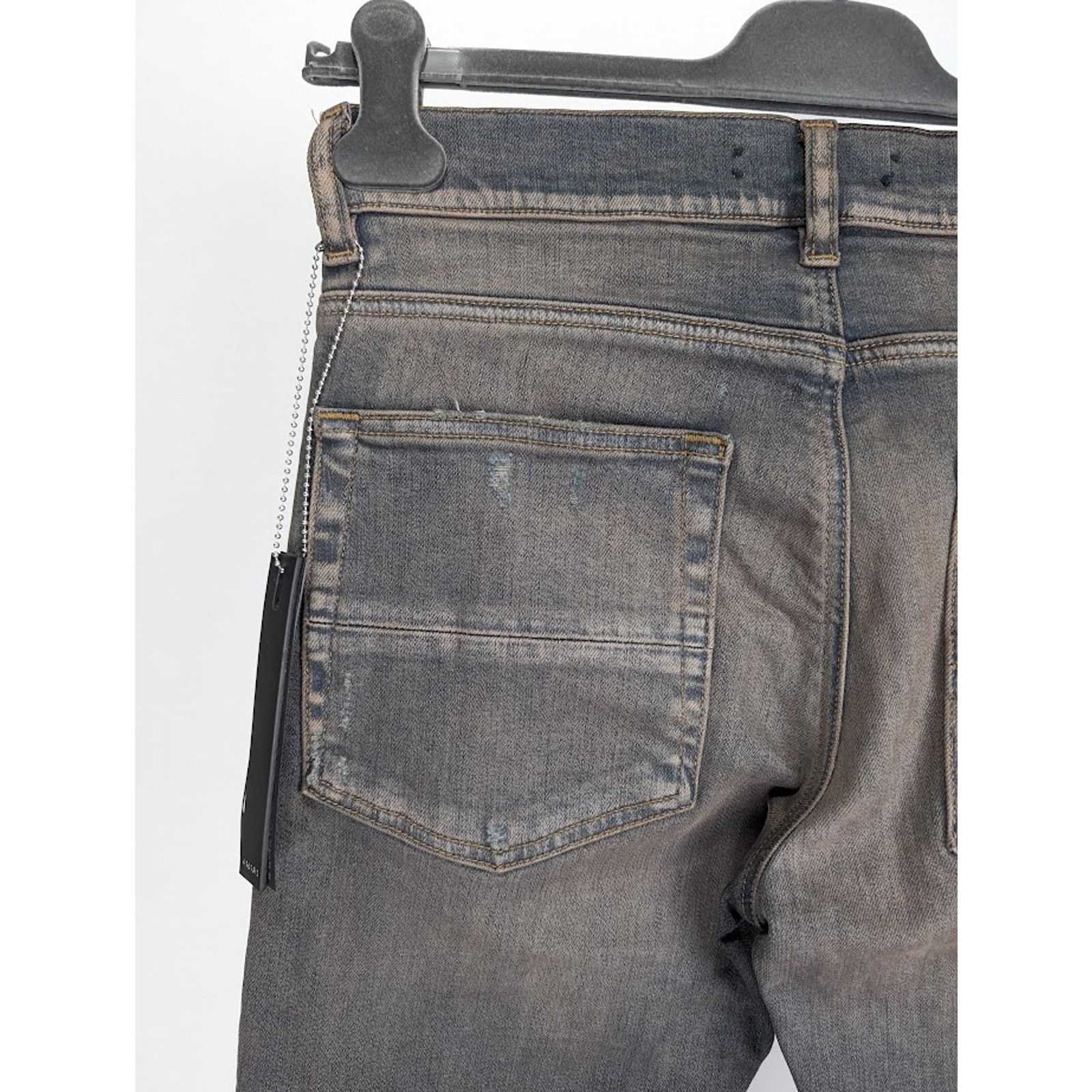 Amiri o1rshd1 Leather Thrasher Jeans in Dark Indigo Size US 32 / EU 48 - 16 Thumbnail