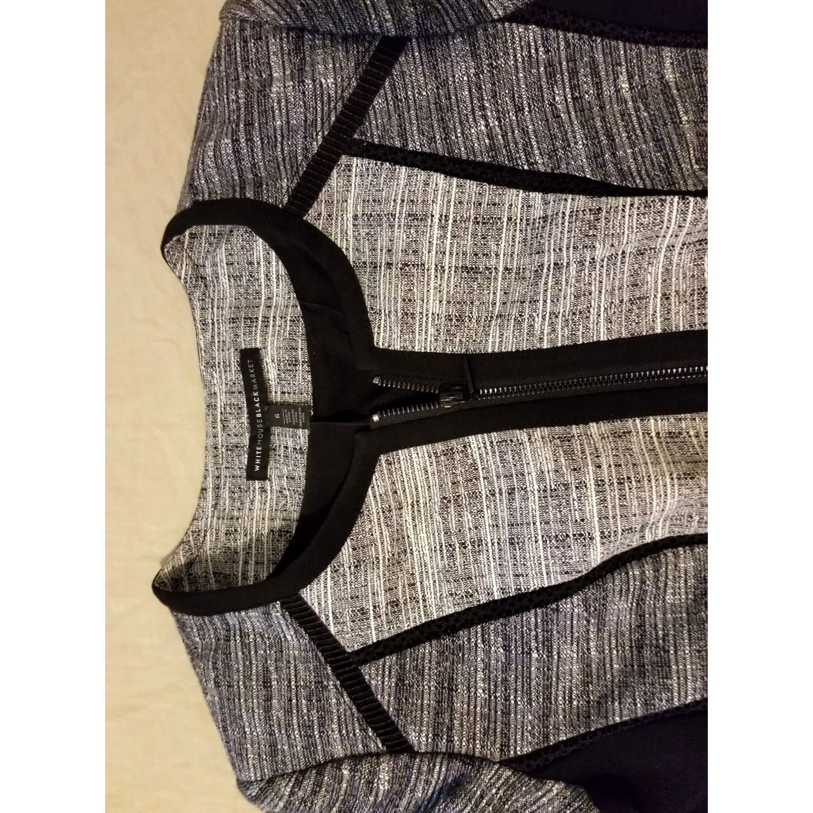 White House Black Market VINTAGE White House Black Market Jacket Womens 6 Black Gray White Polyester Basic Jacket Women Girls Mens Size M / US 6-8 / IT 42-44 - 2 Thumbnail