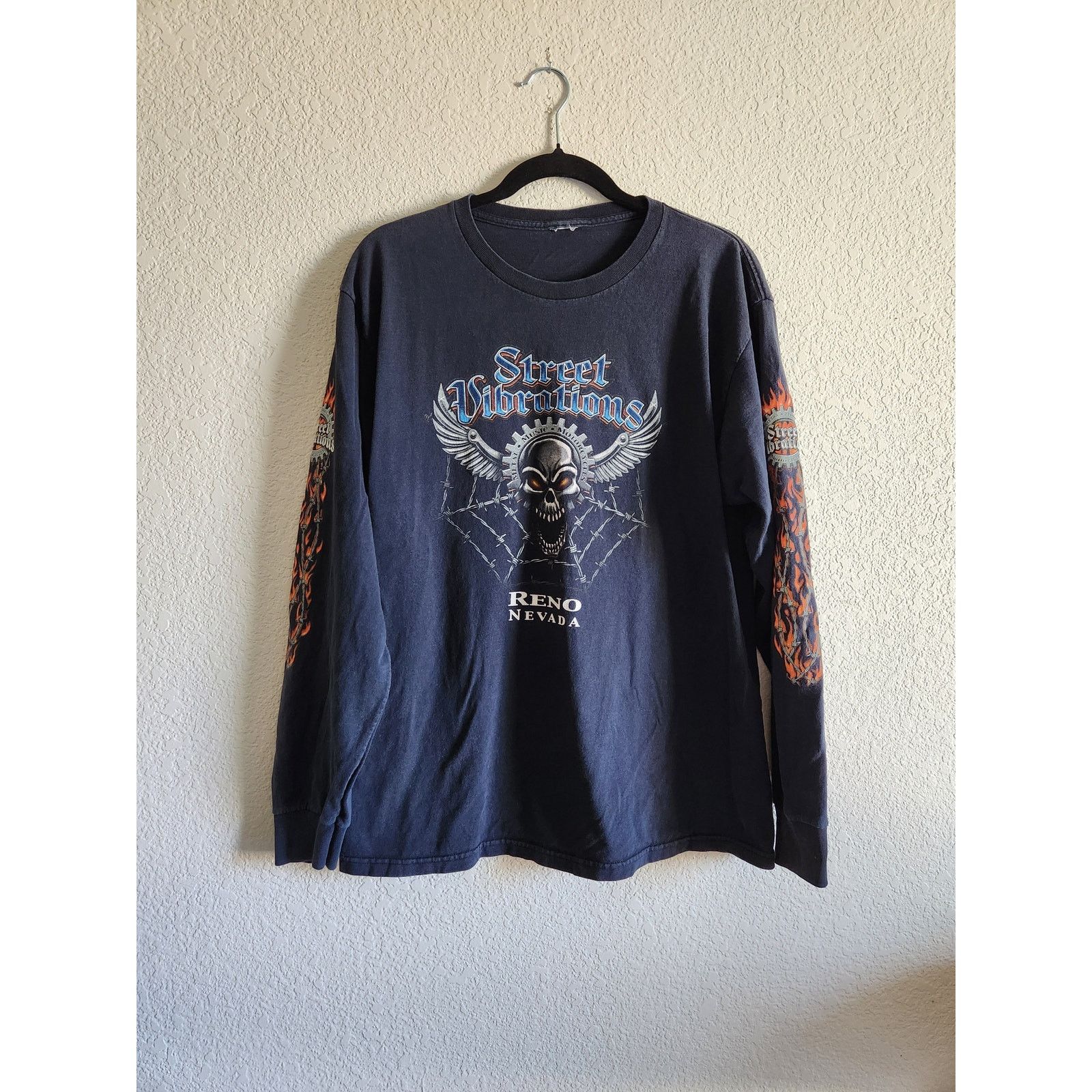 Other Y2k Men's 2006 Street Vibrations Skull & Flames Long Sleeve Size US L / EU 52-54 / 3 - 1 Thumbnail