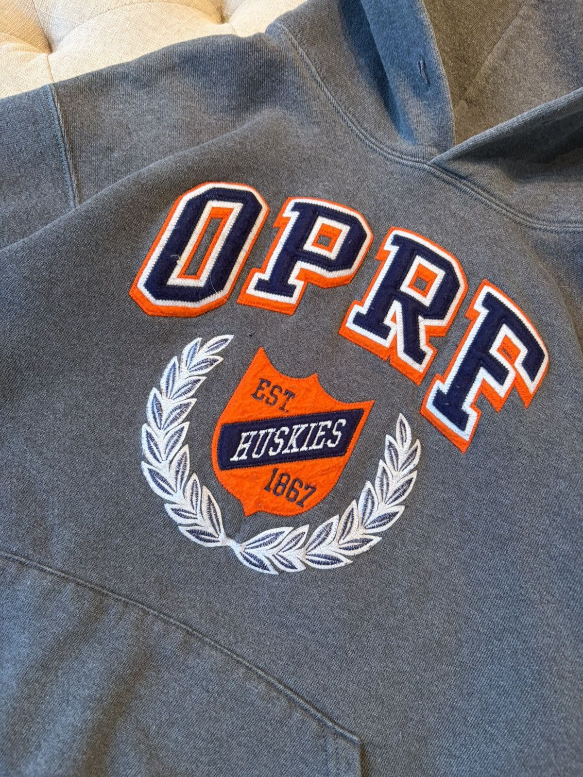 Salem Sportswear Vintage 00s OPRF Huskies Dark Grey Heavyweight Hoodie Size US L / EU 52-54 / 3 - 2 Thumbnail