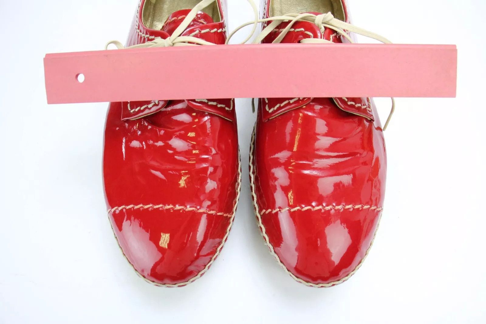 Prada PRADA Women's EU 36.5 Red Patent Leather Lace Up Espadrille Size US 6.5 / IT 36.5 - 13 Thumbnail
