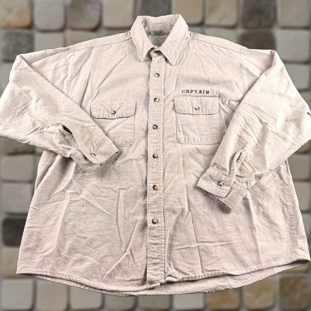 Vintage VINTAGE Five Brothers Shirt Plaid Flannel Button-Up Embroidered Chest Pocket Mens XL Beige Size US XL / EU 56 / 4 - 1 Thumbnail