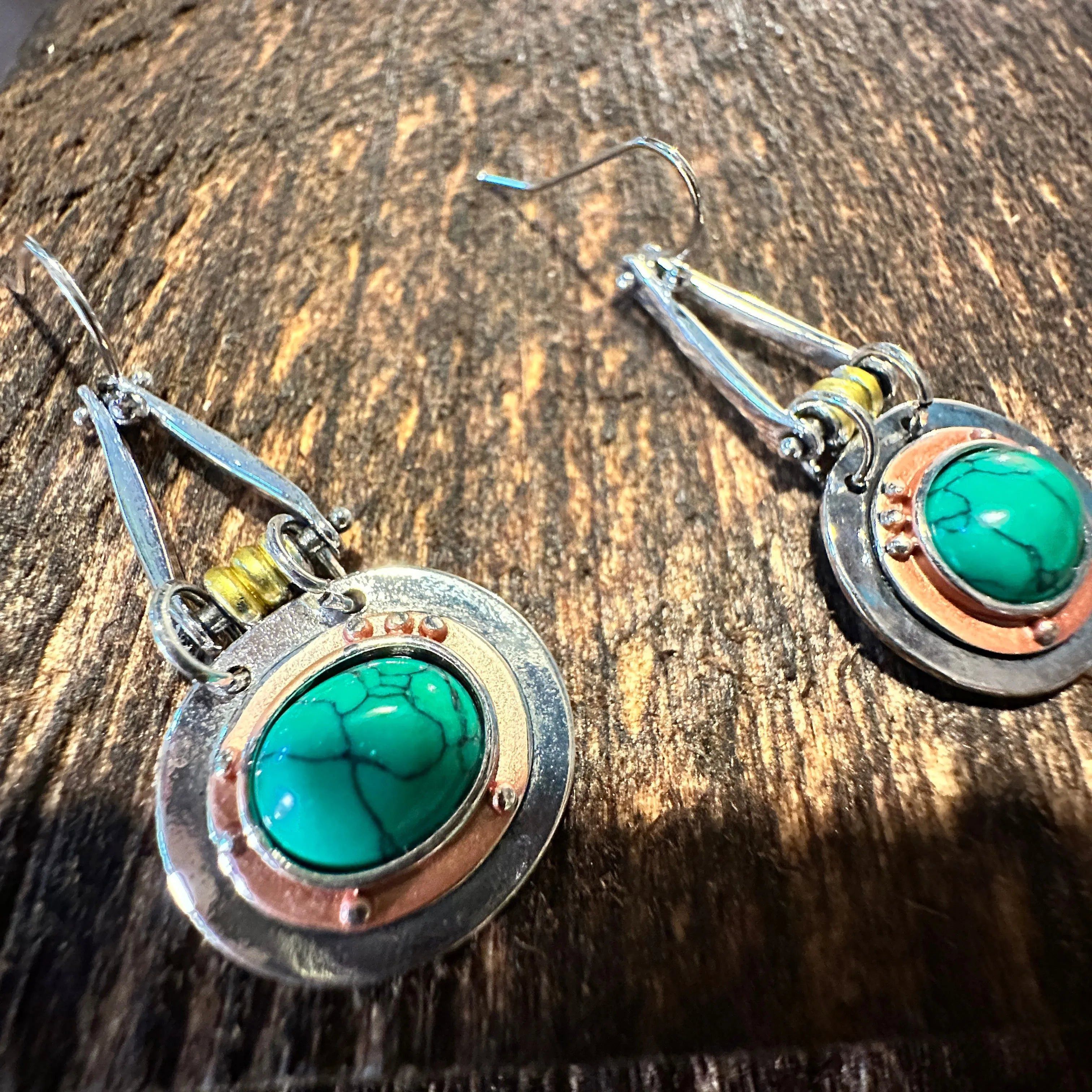 Other Boho Hippie Cowgirl Western Green Agate Teardrop Silver Earr Size ONE SIZE - 5 Thumbnail