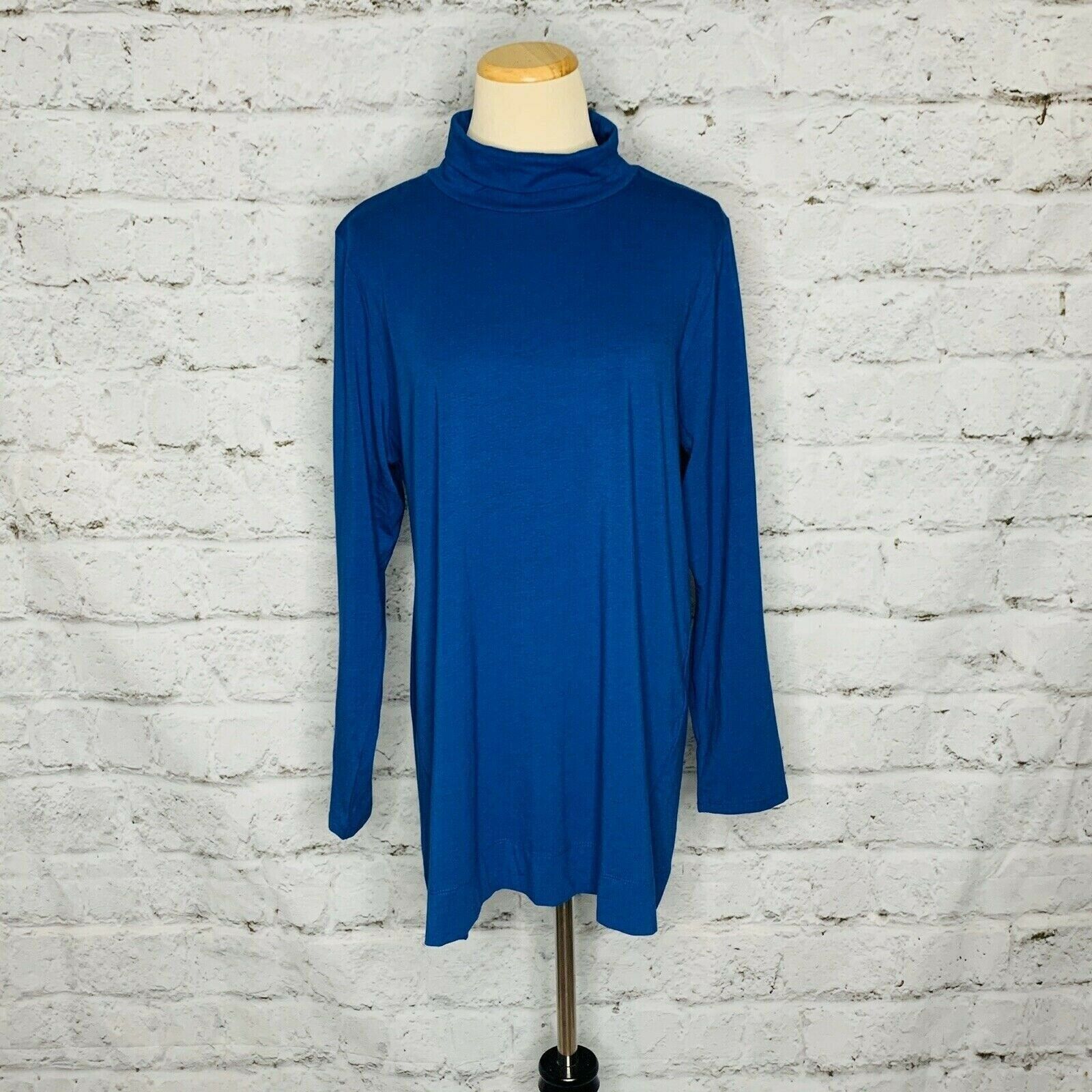 J. Jill J. JILL Teal Blue Long Sleeves High Neck Tunic Top Sz LP Size L / US 10 / IT 46 - 8 Thumbnail
