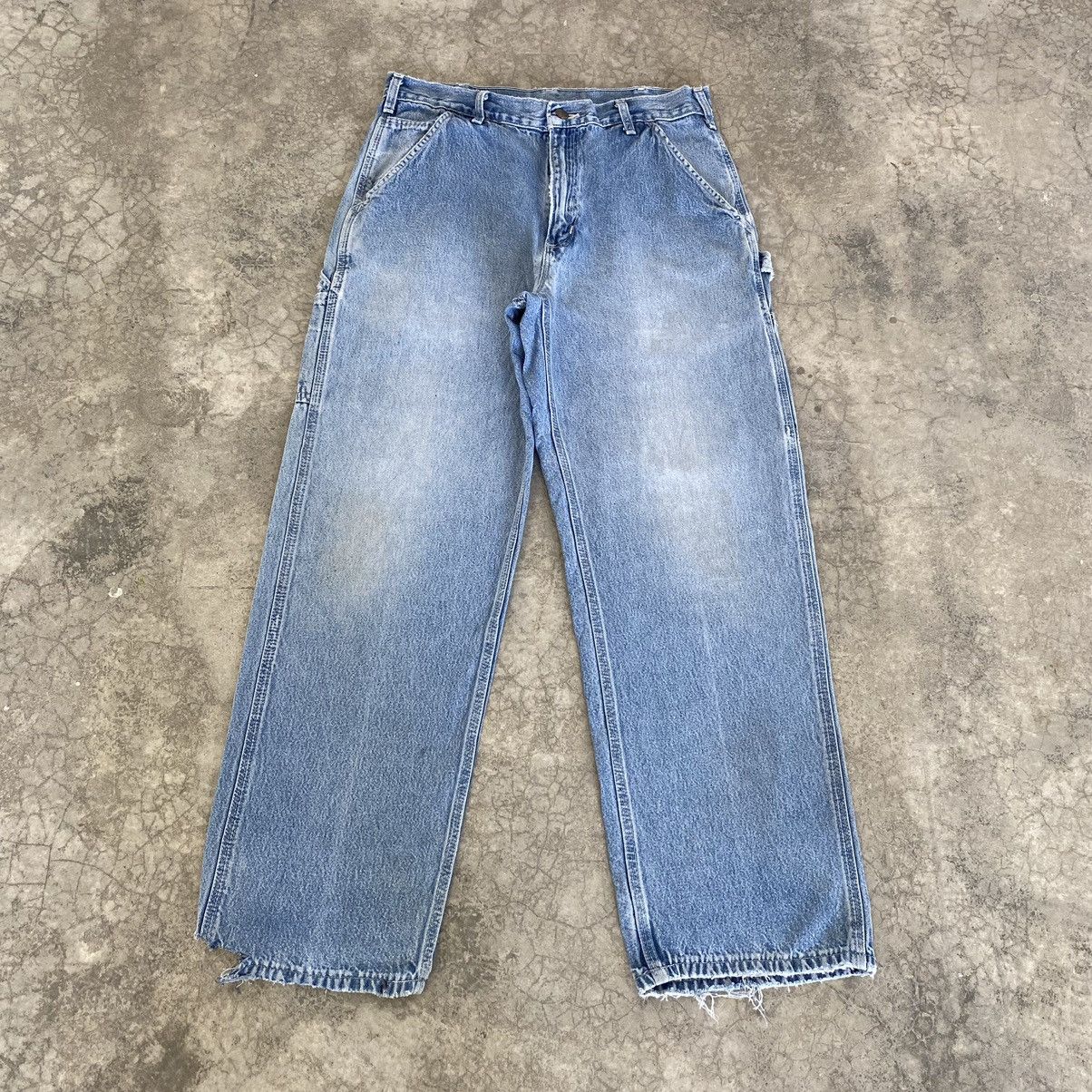 Carhartt Size 31x29 VTG Carhartt Faded Blue Carpenter Denim Jeans Size US 31 - 2 Thumbnail