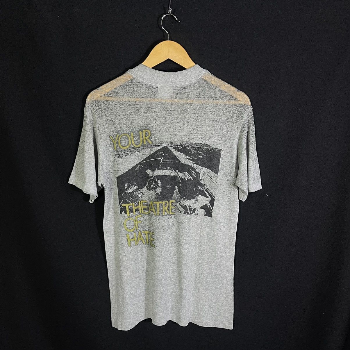 Band Tees Rare!Vintage 80s Paperthin Your Theatre Of Hate Promo Tshirt Size US M / EU 48-50 / 2 - 1 Thumbnail