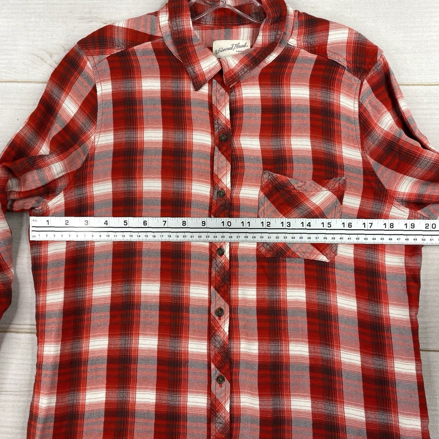 Vintage Universal Thread Button-Up Shirt Womens L Red Plaid Front Pockets Flannel Long Sleeve Christmas University Theme Vintage No Size L / US 10 / IT 46 - 5 Thumbnail